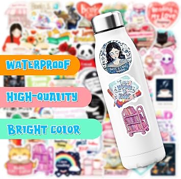 100 PCS Book Stickers for Kindle, Holographic Thickened Aesthetic Reading Bookish Vinyl Stickers for Kindle Water Bottles| Easier to Peel Off| Scratch & Fade Resistant| No Curling| Reusable