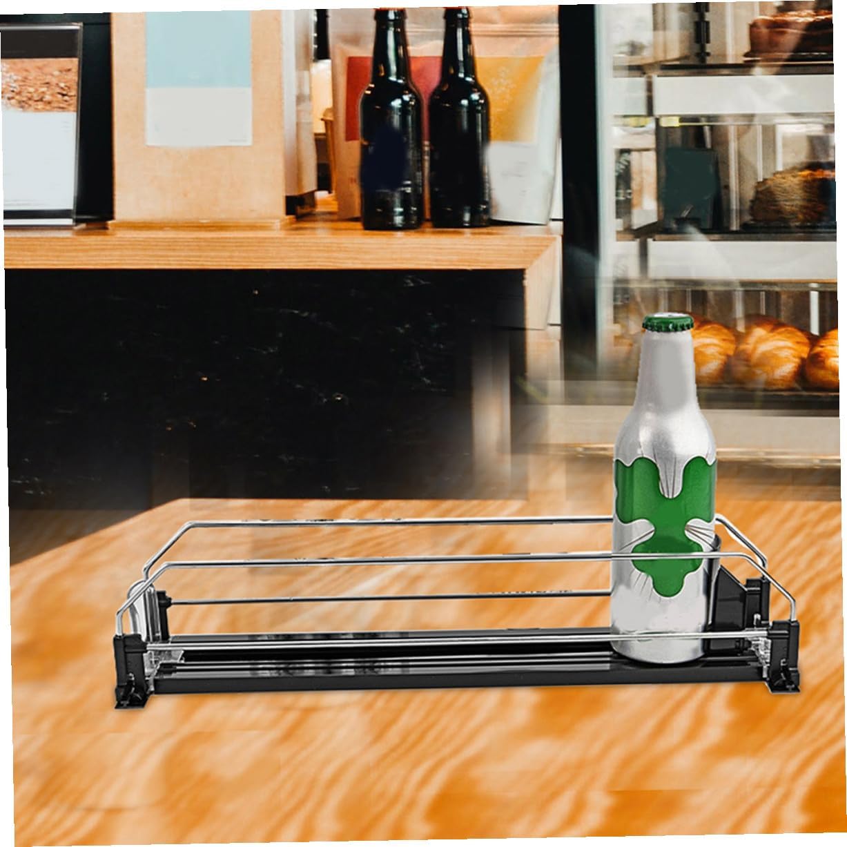 2pcs Automatic Pusher Drinks Organizer for Fridge Stable Soda Can Dispenser with Smooth Finish Easy to Install Beverage Organizer for Refrigerator Shelves