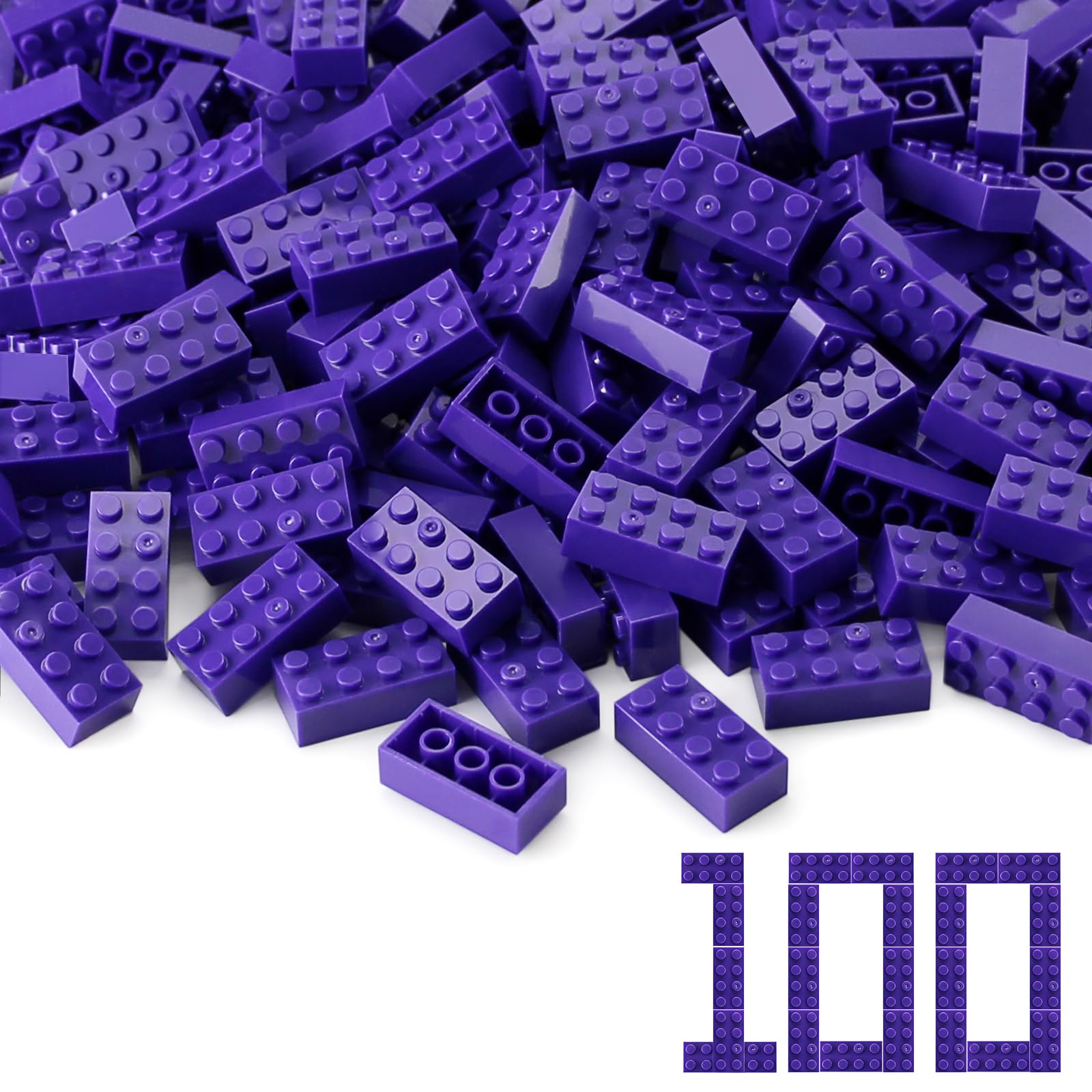 Amazon.com: Feleph 100pcs 2x4 Bricks Dark Purple Pieces Parts