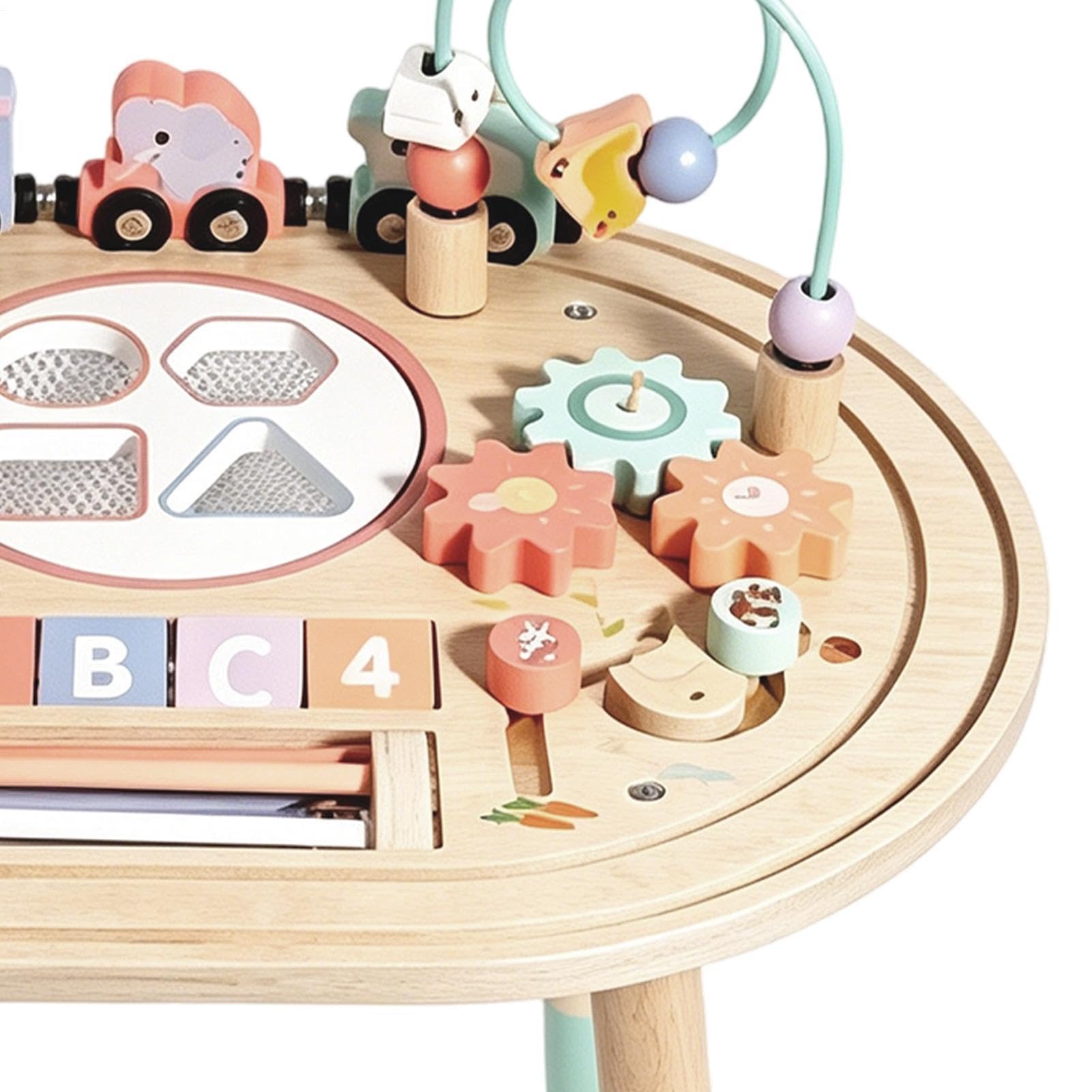 Mesa de Actividades Infantil Laberinto Cuentas Madera de Pie | Mesa de Juego y de Desarrollo para Niños desde 12 Meses+ Aula Jardín Infantil Preescolar Hogar Salón