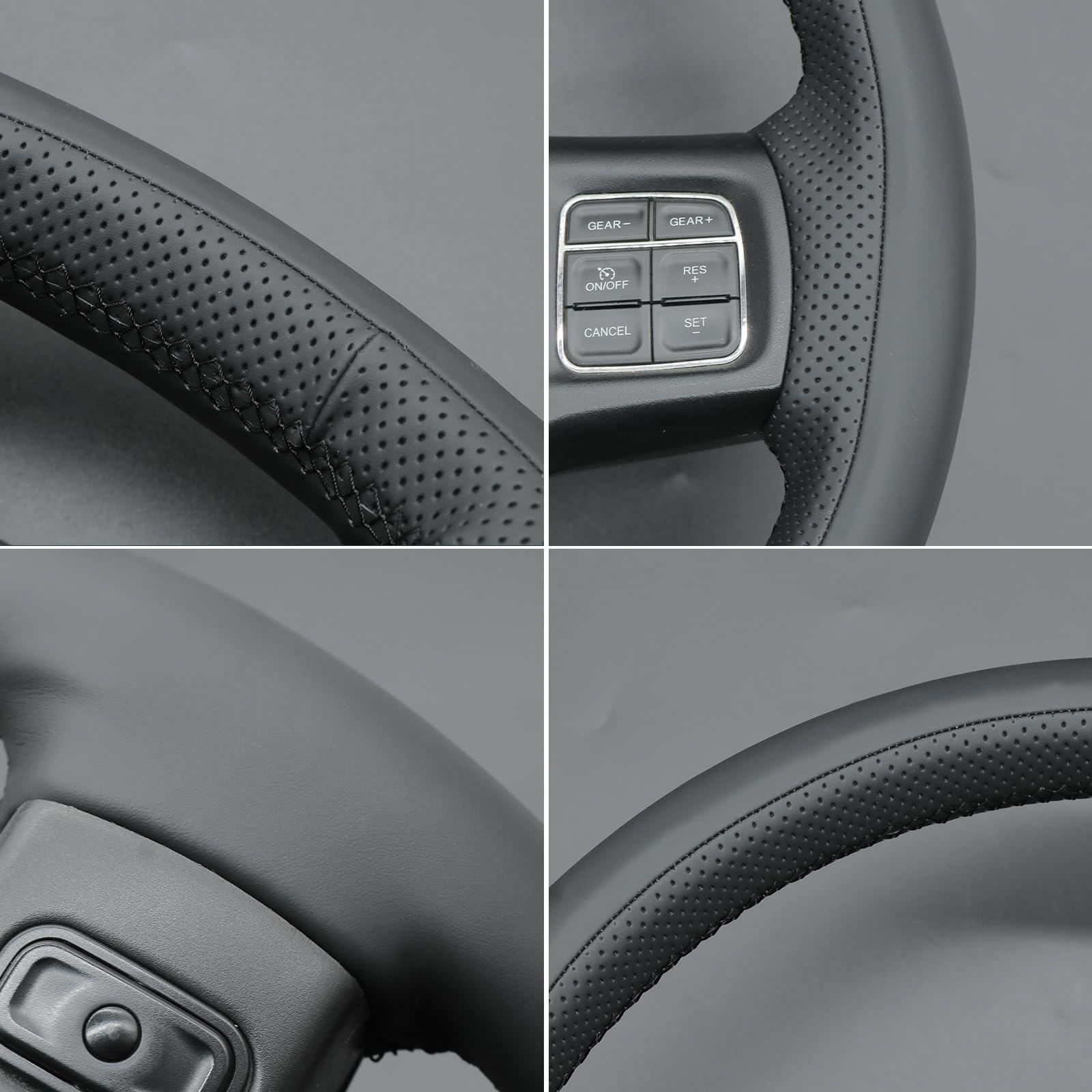 MEWANT Passgenauer Lenkradbezug zum Nähen für Dodge Ram | Dodge RAM 1500 2012-2018 / 1500 Classic 2019-2023 / 2500 2012-2018 / 3500 2012-2018 / 5500 2012-2018 (3D-Stil) Atmungsaktiv