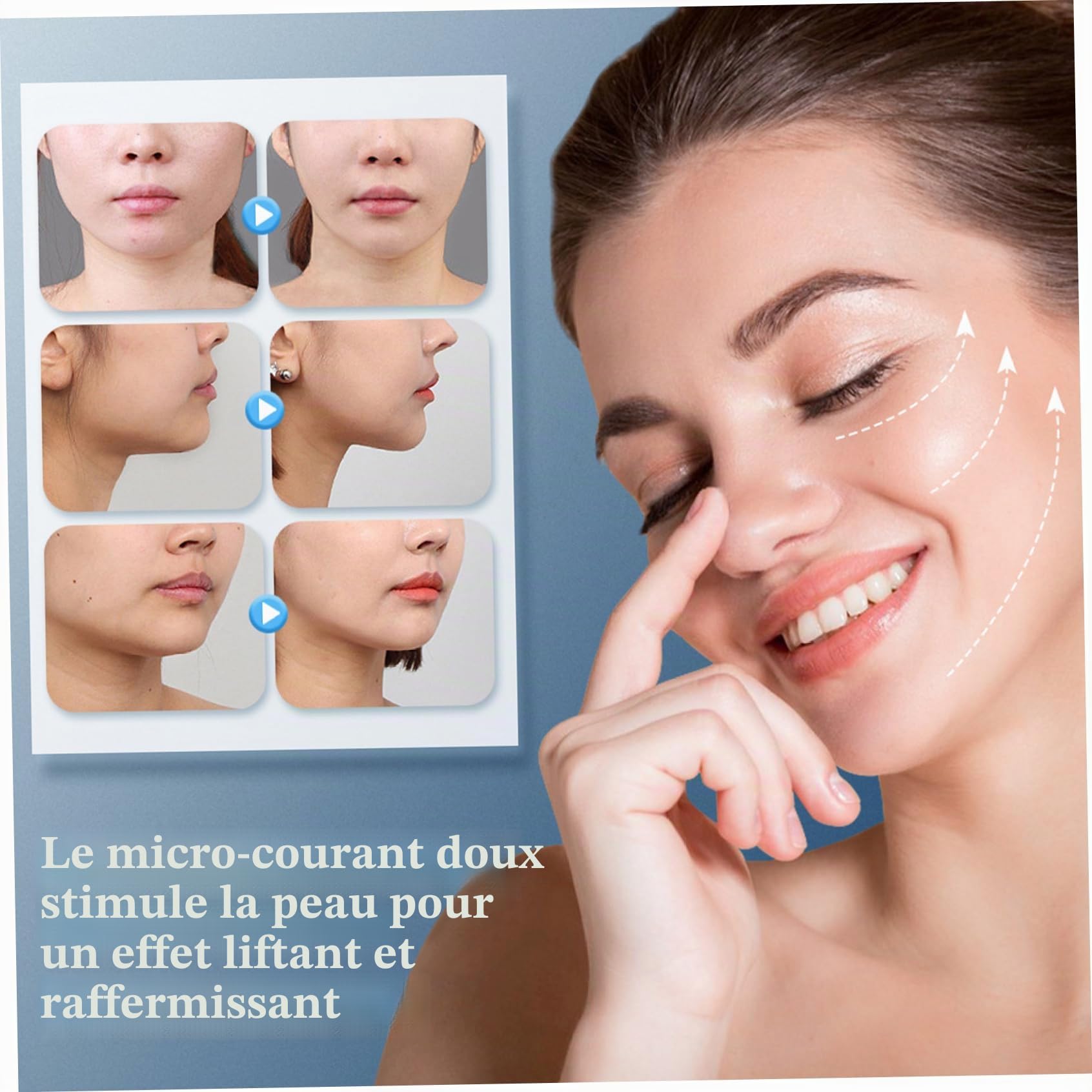 Appareil de massage facial avec patchs 8 modes stimulateur musculaire du visage appareil de lifting du visage à microcourant à 19 vitesses pour l'amincissement et le lifting