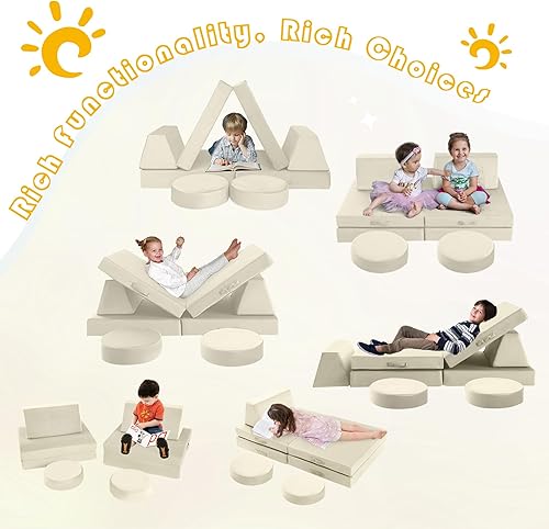 Miniatura 5 de MeMoreCool Nugget Sofa Kids Fort Modular Kids Sofa for Playroom Bedroom - Sofá modular de 6 piezas para niños sofá plegable para niños pequeños