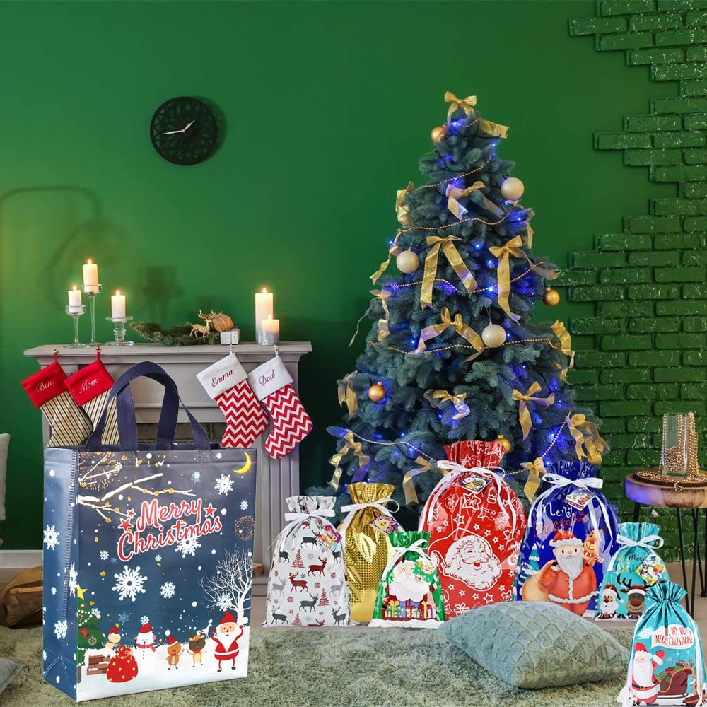 Lot De 2/4 Grands Sacs Fourre-tout De Noël Avec Poignée En Tissu Non