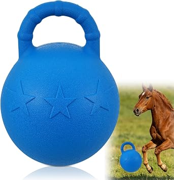 10 Horse Polo Ball with Handle,Fruit-Scented Horse Stall Toys Blast-Resistant Slow-Rebound Rubber Jolly Ball for Horses Relieves Boredom Stable Interactive Entertainment Blue