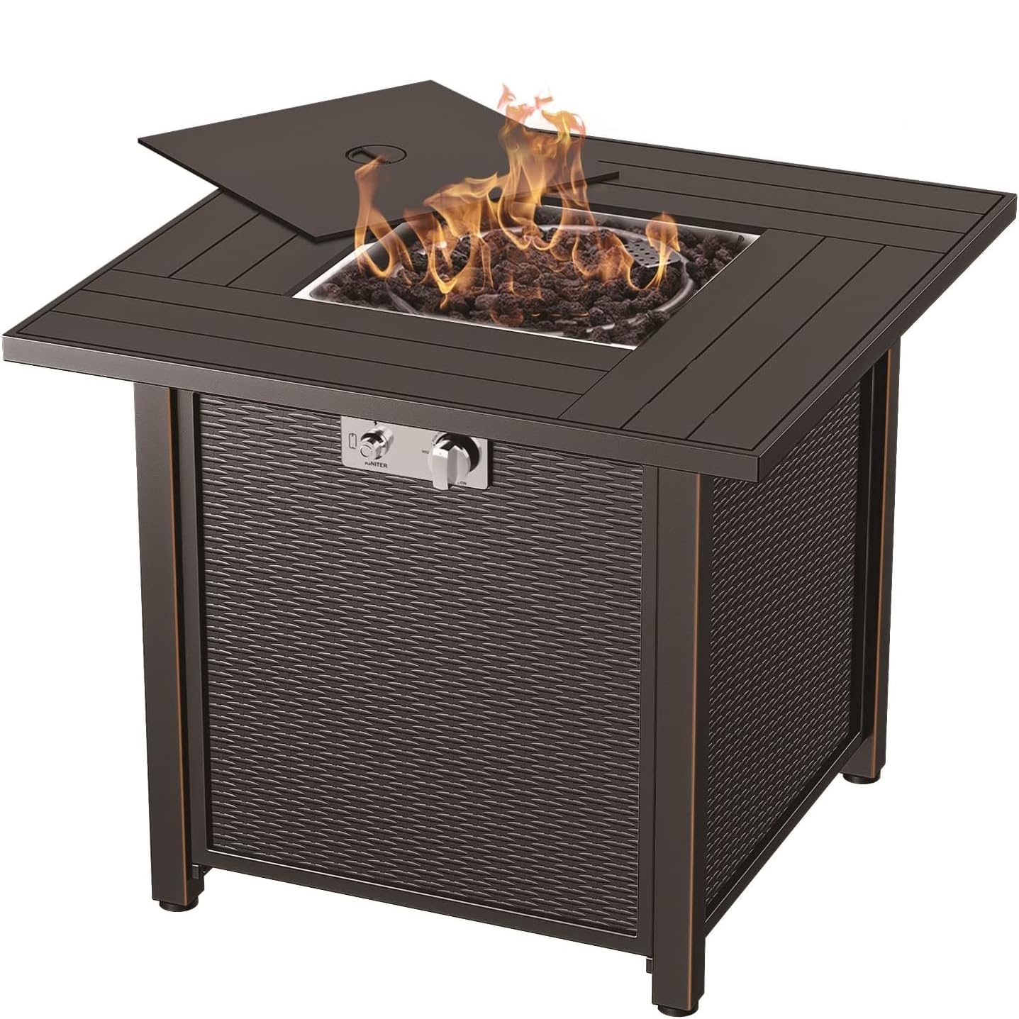Propane Gas Fire Pit Table 30" | Outdoor Propane Fire Pit Tables for Outside Patio 50000 BTU | CSA Approved Rectangular Fire Pit Table | Balcony, Backyard & Garden Outdoor Firepit Table