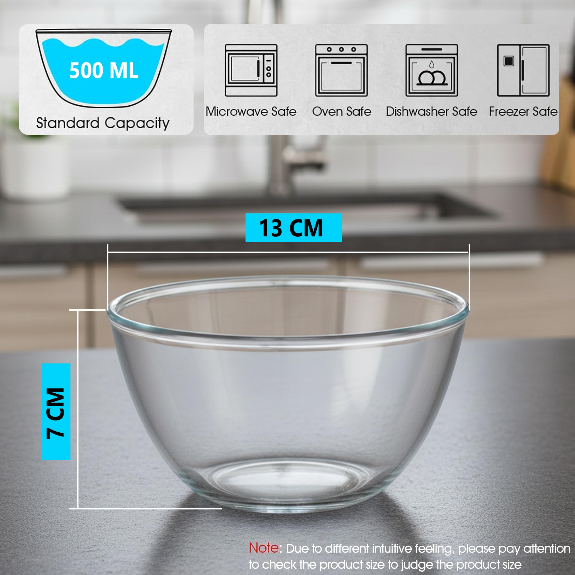 Cutting EDGE 500 ml Borosilicate Glass Mixing Bowl (Set of 1) 1