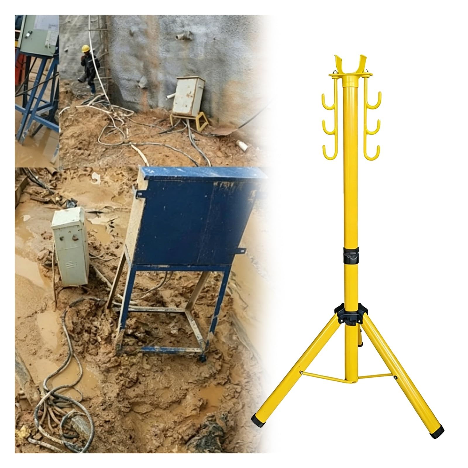 Fiberglass Cable Tripod Stand, Non-Conductive Adjustable Height 1m–3m, Jobsite Cable Rack for Temporary Wiring & Electrical Work