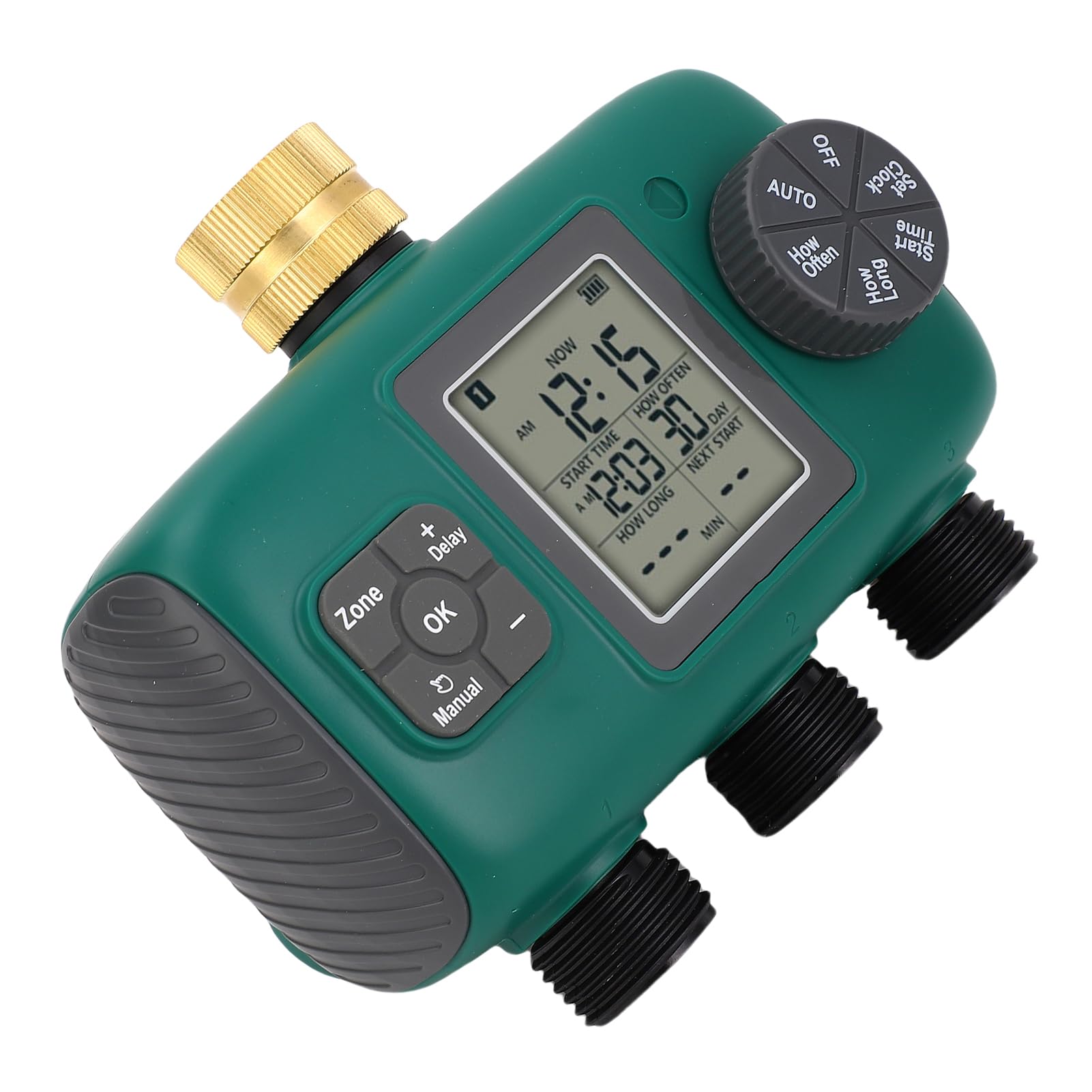 Generic Temporizador de Aspersor de 3 Salidas, Pantalla LCD de Latón Eficiente, Temporizador de Riego para Jardín, Material de Latón