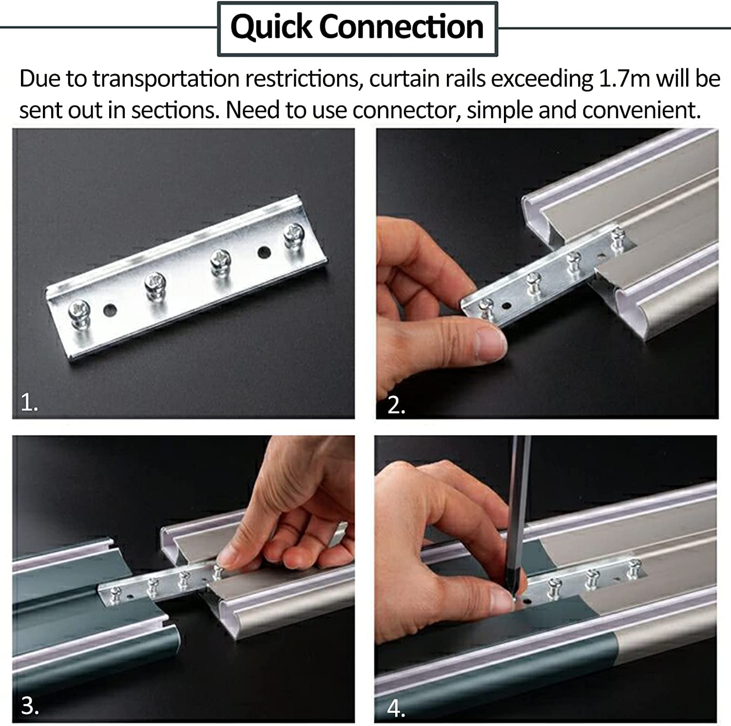 Rail de rideau de plafond robuste pour hôpital et camping-car – Système de rail double avec kit de vis idéal pour le salon, la baie vitrée, le balcon d'intérieur – Disponible en or, rose, blanc, gris