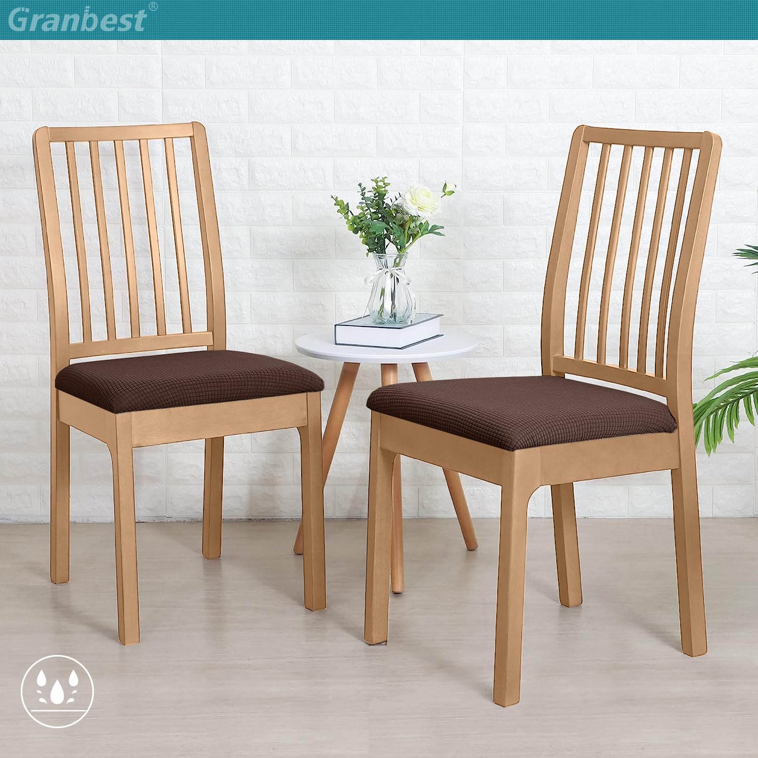 Granbest Stylish Waterproof Dining Chair Seat Covers Set of 4 - Image 2