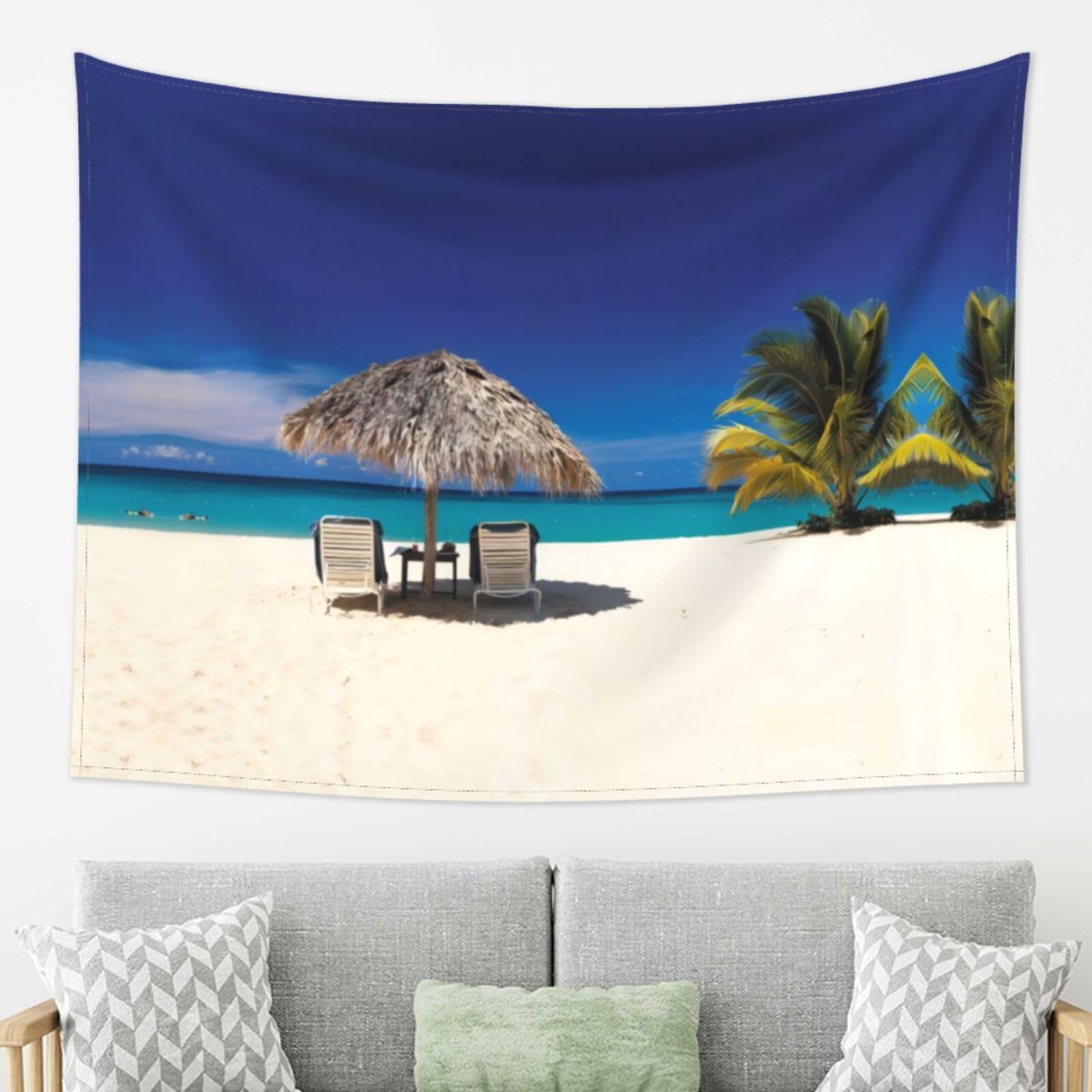 LPLSNWS Tapestry for Living Room, 80x60 Inches, Beach Theme, Horizontal Style