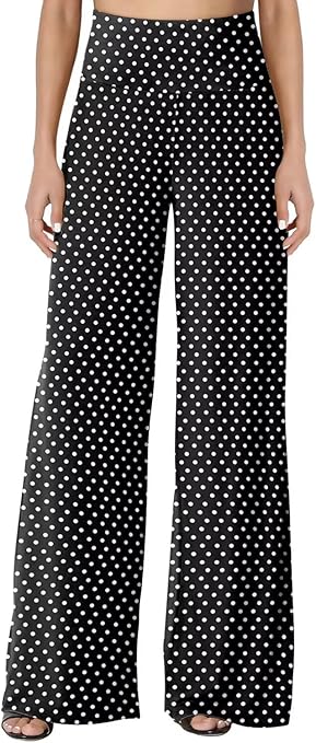 JZC Women's Palazzo Lounge Pants Stretchy Wide Leg Casual Pants Comfy High Waist Flowy Pants S-3XL
