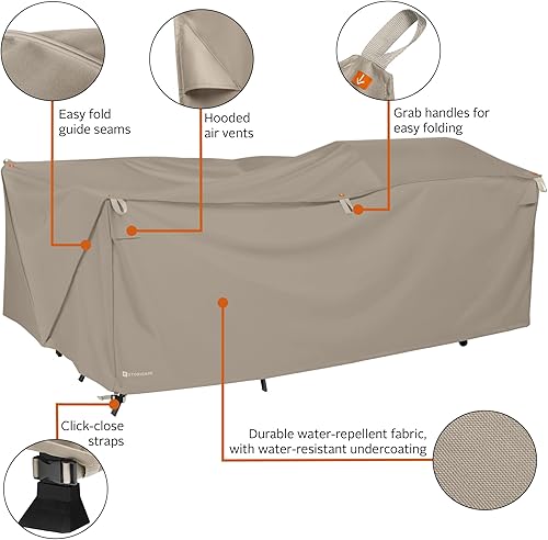 Miniatura 16 de Classic Accessories Storigami - Funda resistente al agua para muebles de patio de 140 pulgadas, fácil de plegar, color gris monumento, fundas