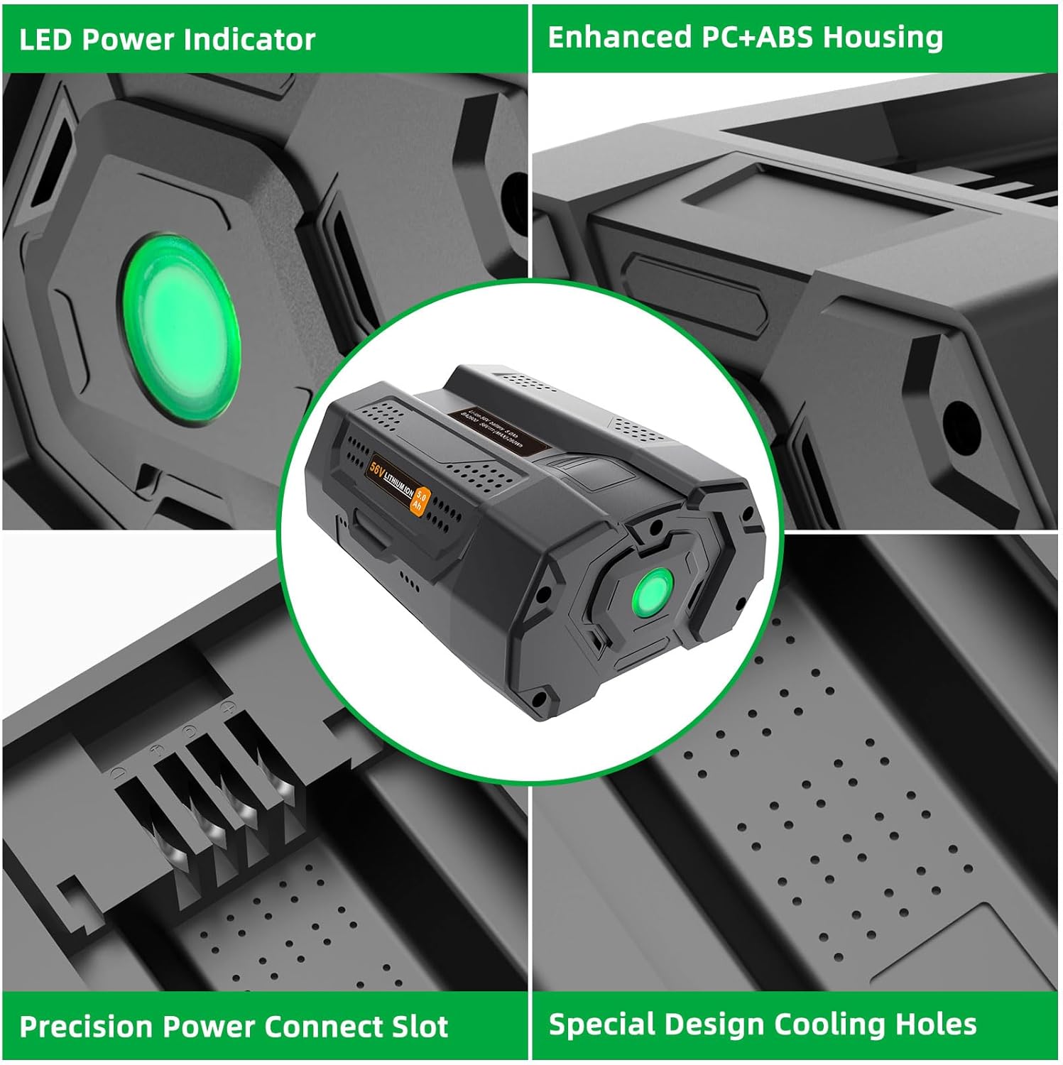 56V 5.0Ah Replacement Battery for EGO 56 Volt Battery Model BA2800 BA2800T BA1400 BA1400T BA4200T Lithium Ion Batteria