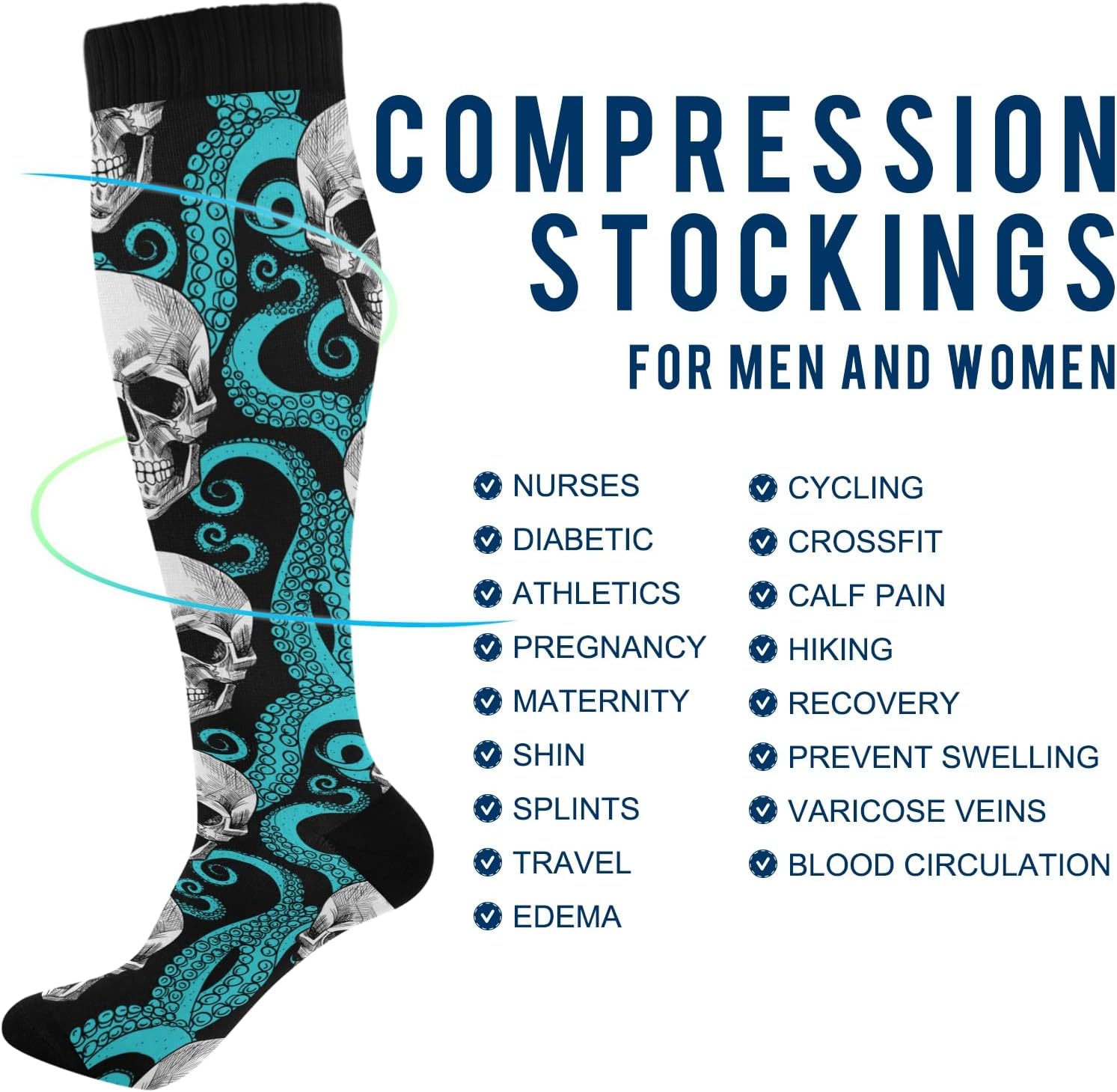 Fisyme Socks for Women Men, Warm Comfort Athletic Crew Running Hiking Cycling Compression Socks - Image 5