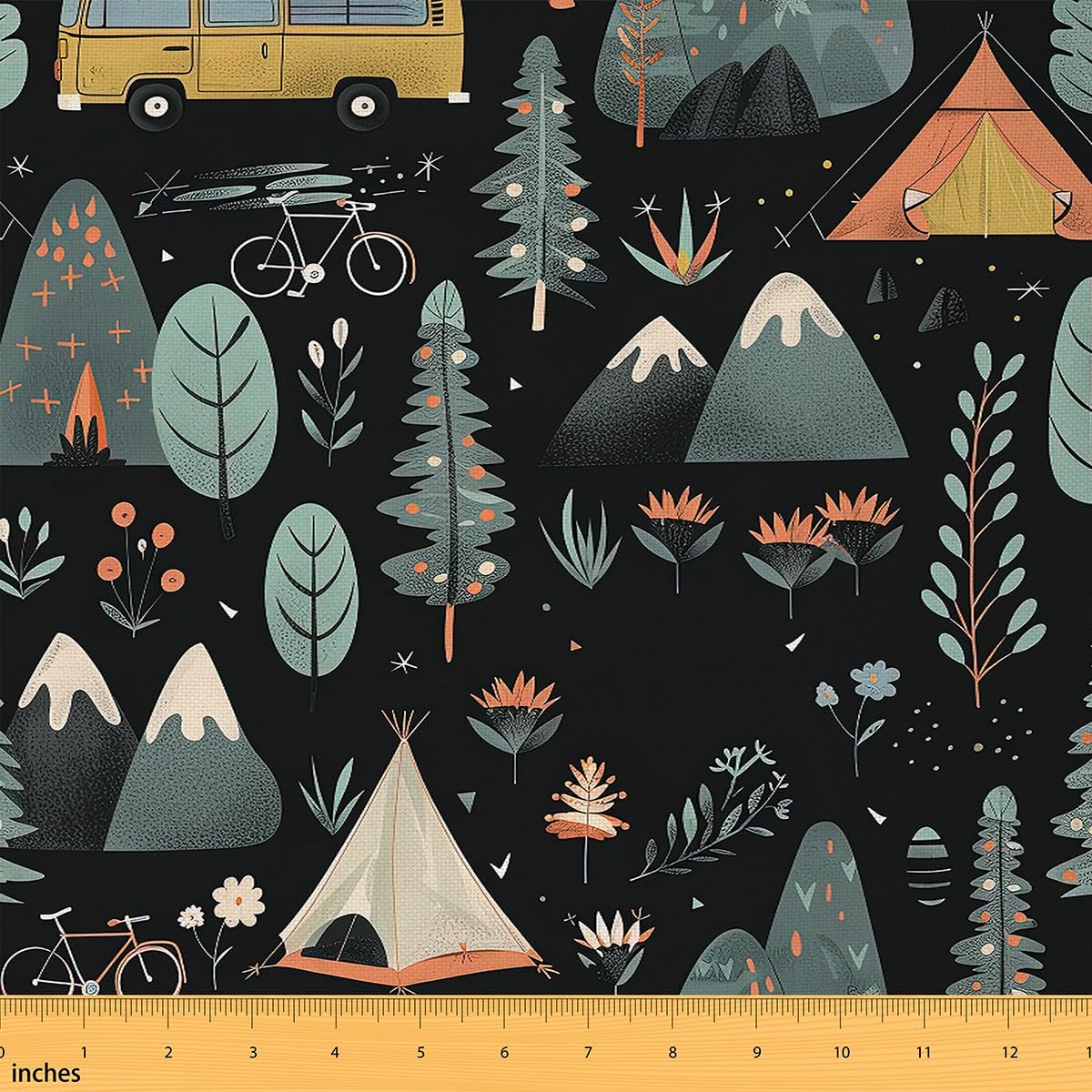 Feelyou Camping Fabric by The Yard Kids 2 Yard RV Camping Upholstery Fabric for Chairs Cartoon Camping Car Waterproof Outdoor Fabric Camper