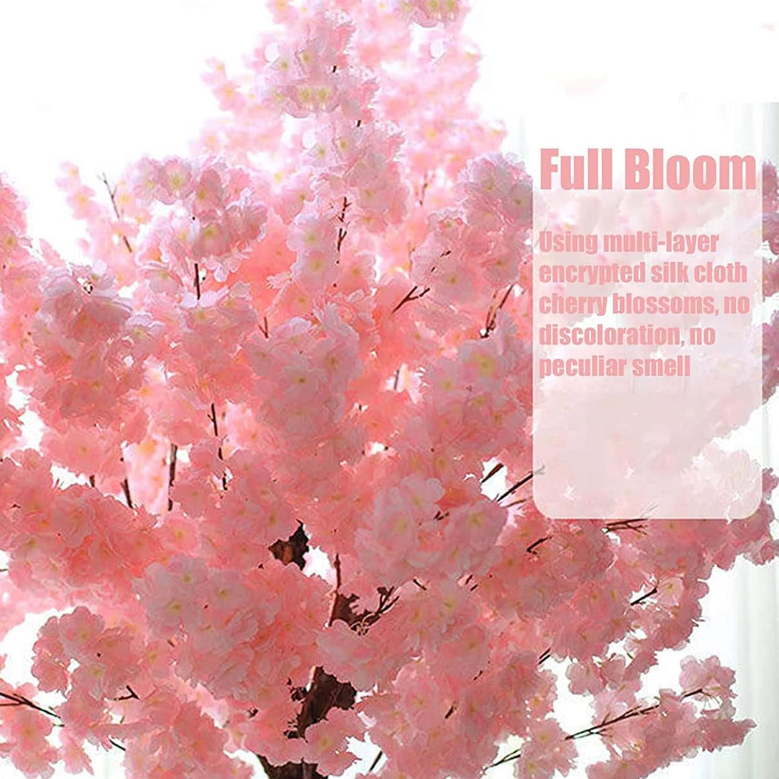 Cerezos en flor artificiales melocotón rosa falso Sakura tallos de madera real y hojas realistas réplica de planta artificial para el hogar Sakura Flower Interior,1.8X1.5M