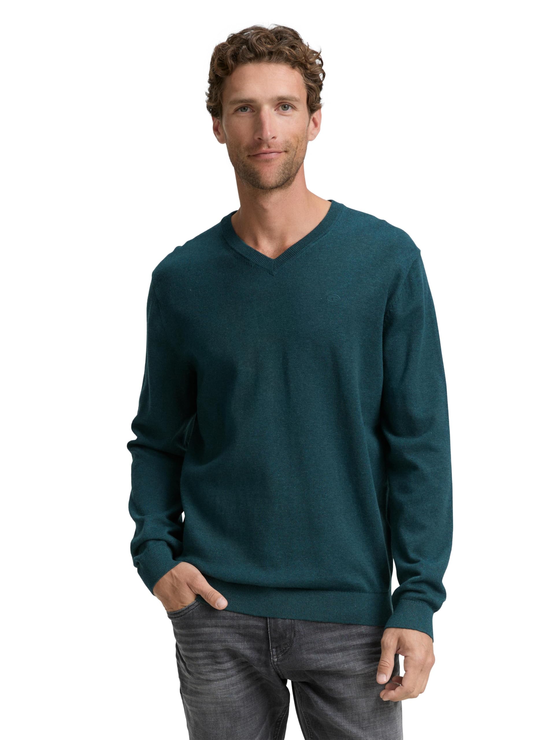 TOM TAILOR Herren 1039811 Strickpullover mit V-Ausschnitt