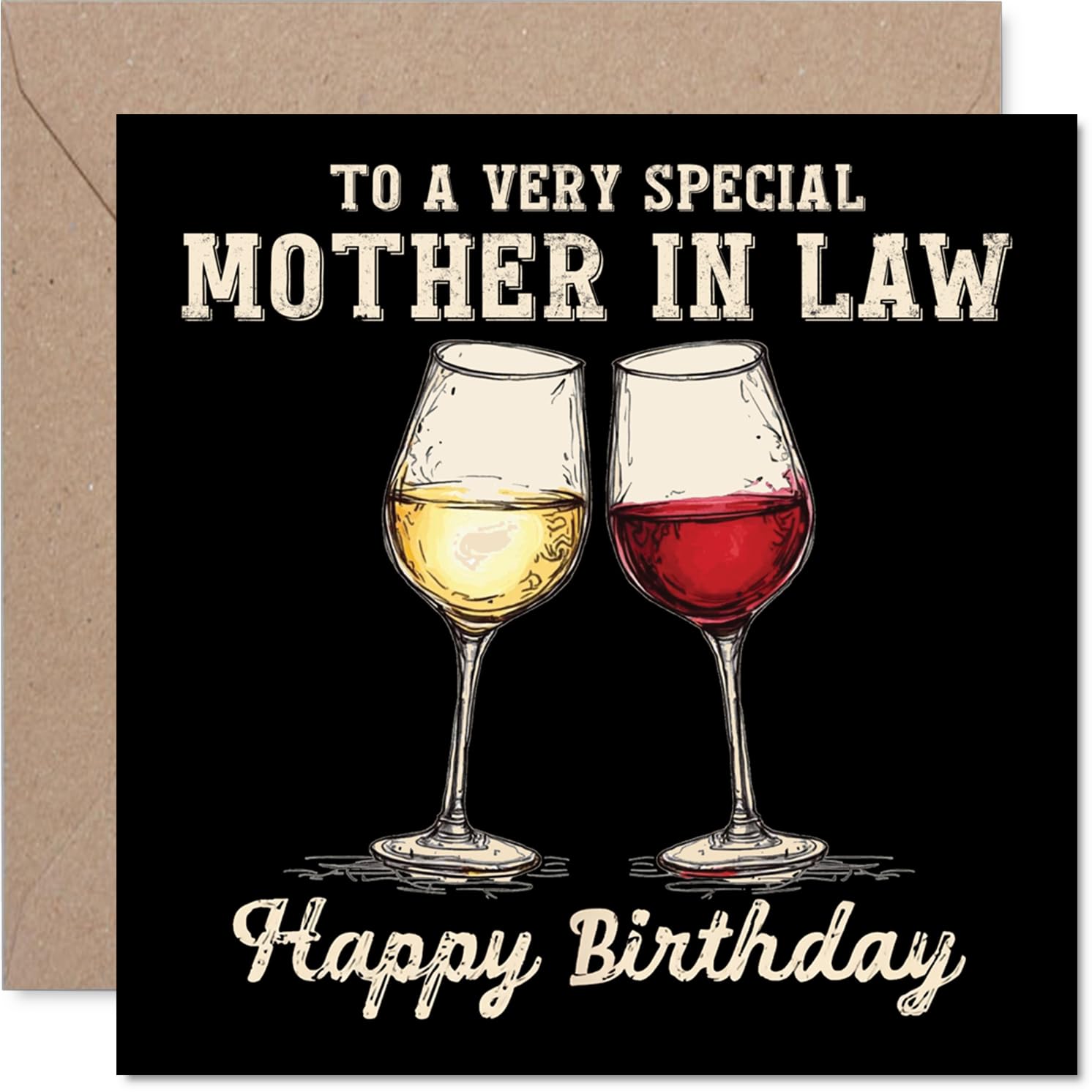 Mother in Law Birthday Card - Bday Wine - Happy Birthday Card for Mother in Law from Son Daughter, 145mm Wine Greeting Cards