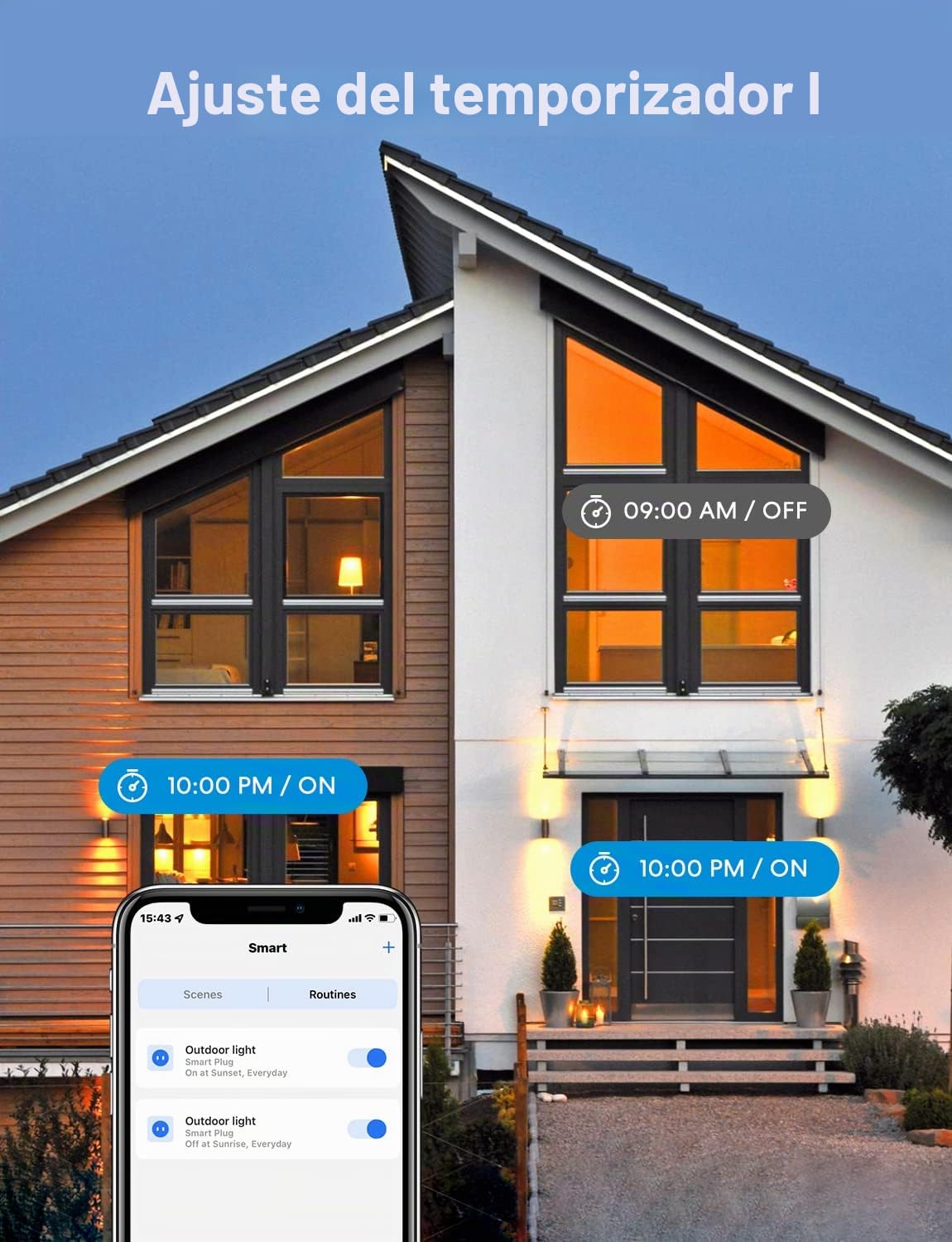 Meross Enchufe Inteligente Exterior Impermeable, WiFi Enchufe Exterior con 2 Tomas, Compatible con Alexa, Google Assistant y SmartThings, con Control Remoto