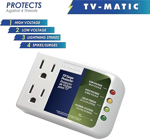 Miniatura 2 de Protector electrónico de voltaje y sobretensiones para Smart TV, consolas de juegos y centro de entretenimiento, protege contra alto y bajo voltaje,