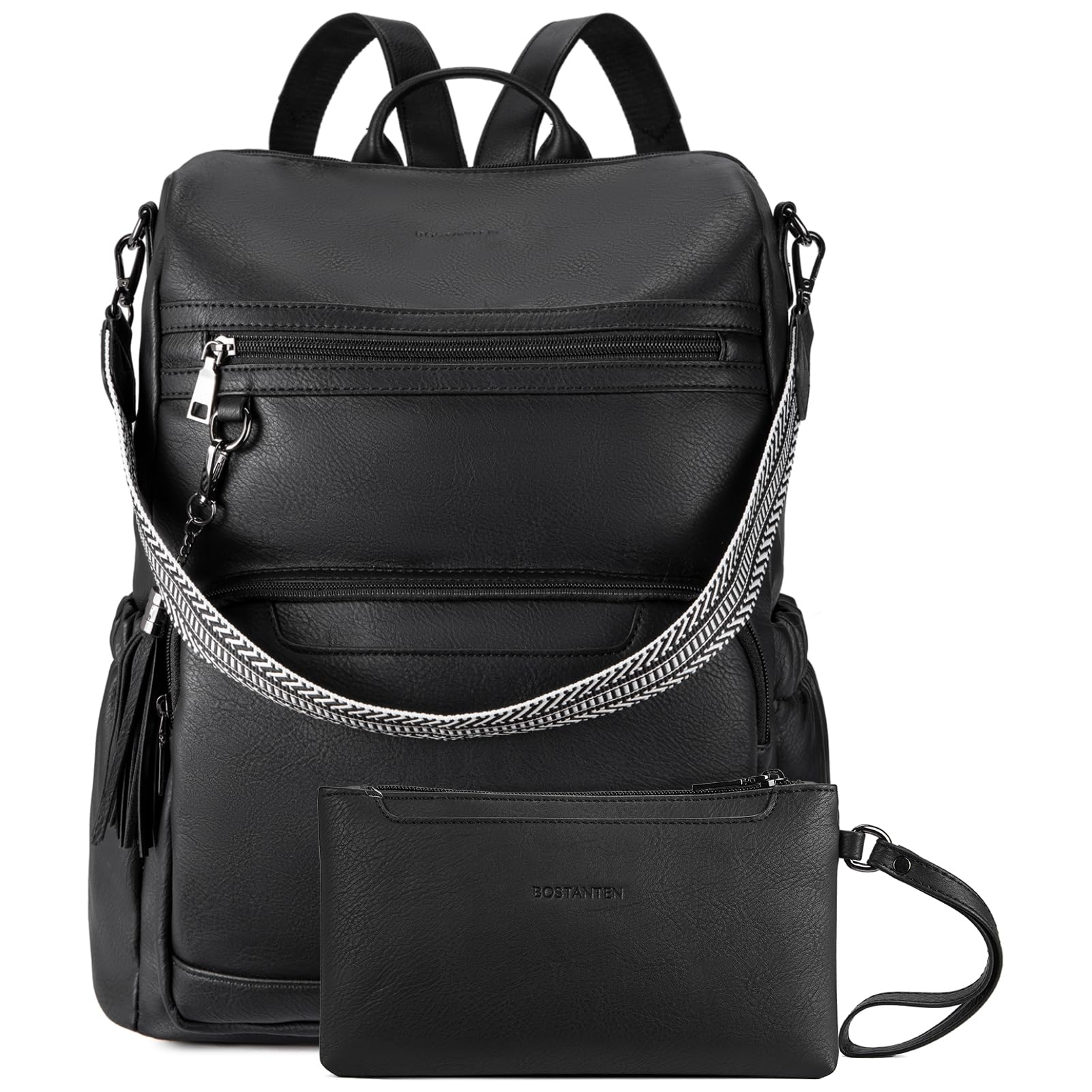 BOSTANTEN Mochila de piel para mujer, 2 piezas, mochila para mujer, diseño de moda, mochila de viaje, mochila de mano, mochila con bolso de muñeca