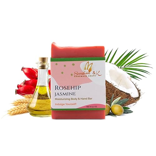 Sunshine & K Handmade Soaps - Body & Hand Soap Bar, Handmade Bath Soap, Moisturizing Bar Soap With Beeswax, Rice Bran Oil, & Natural Base Oils, Soap