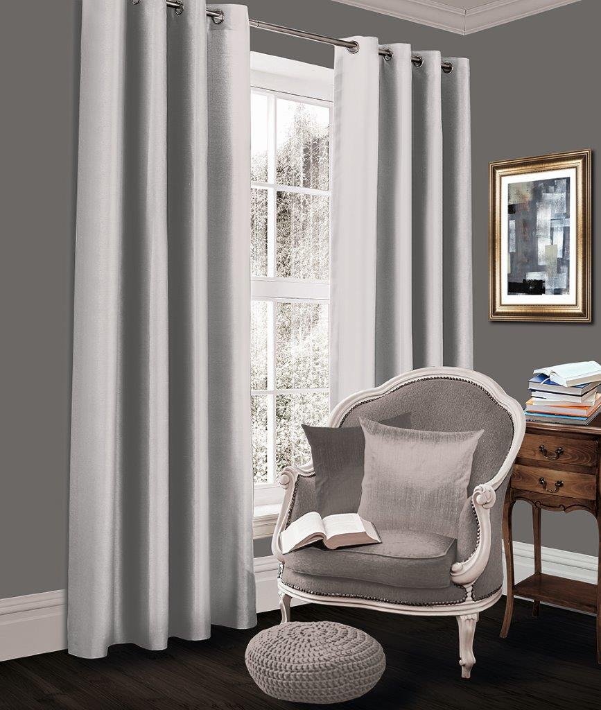 Blackout Pair of Curtains for Living Room Bedroom Window Ring Eyelet (Silver, Curtains - 66 x 90 Inches)