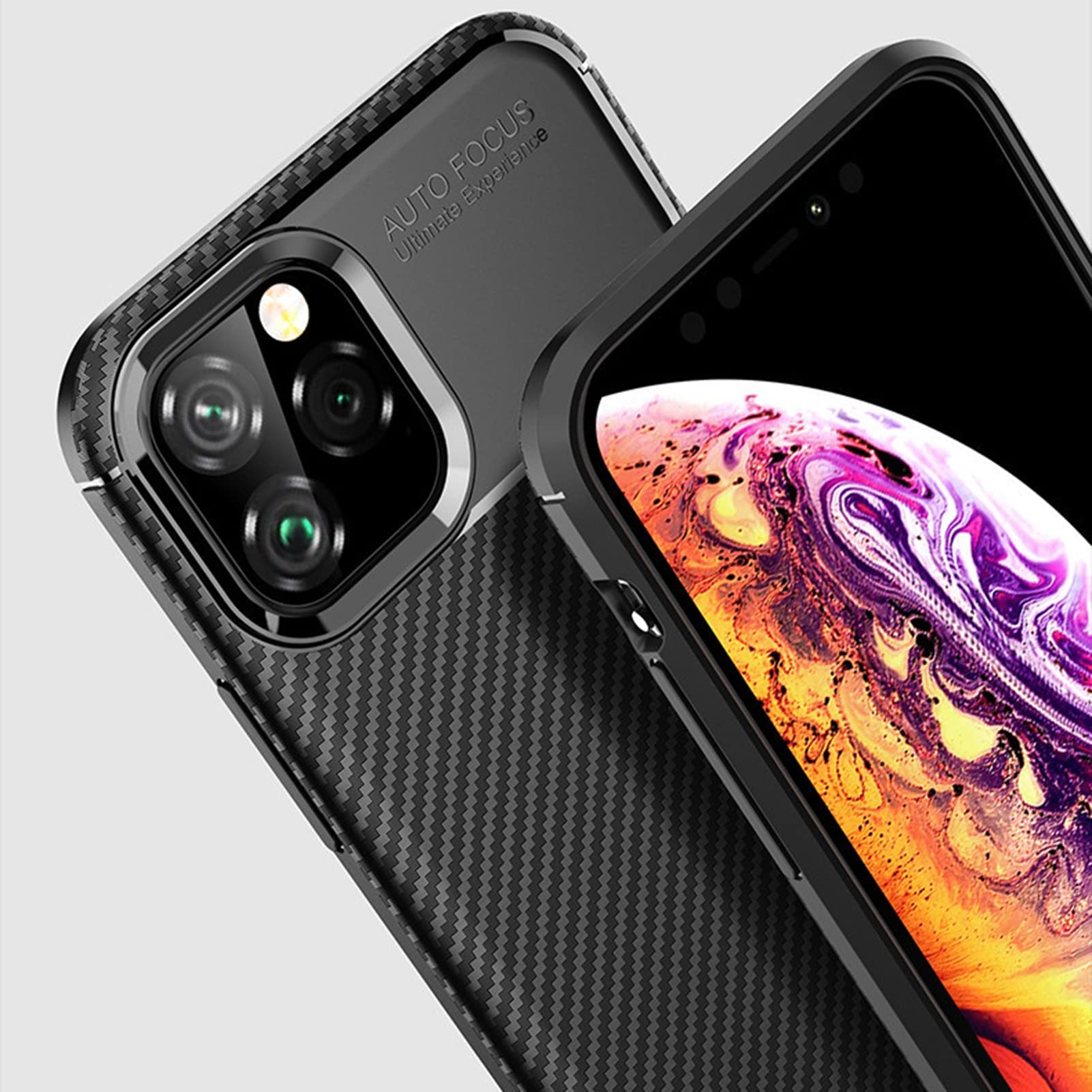 Hülle für iPhone 14/14 Pro/14 Plus/14 Pro Max,Kohlefaser Textur Premium Soft TPU Kratzfeste Stoßfeste Weiche Silikon Schutzhülle Case,Schwarz,14 6.1''