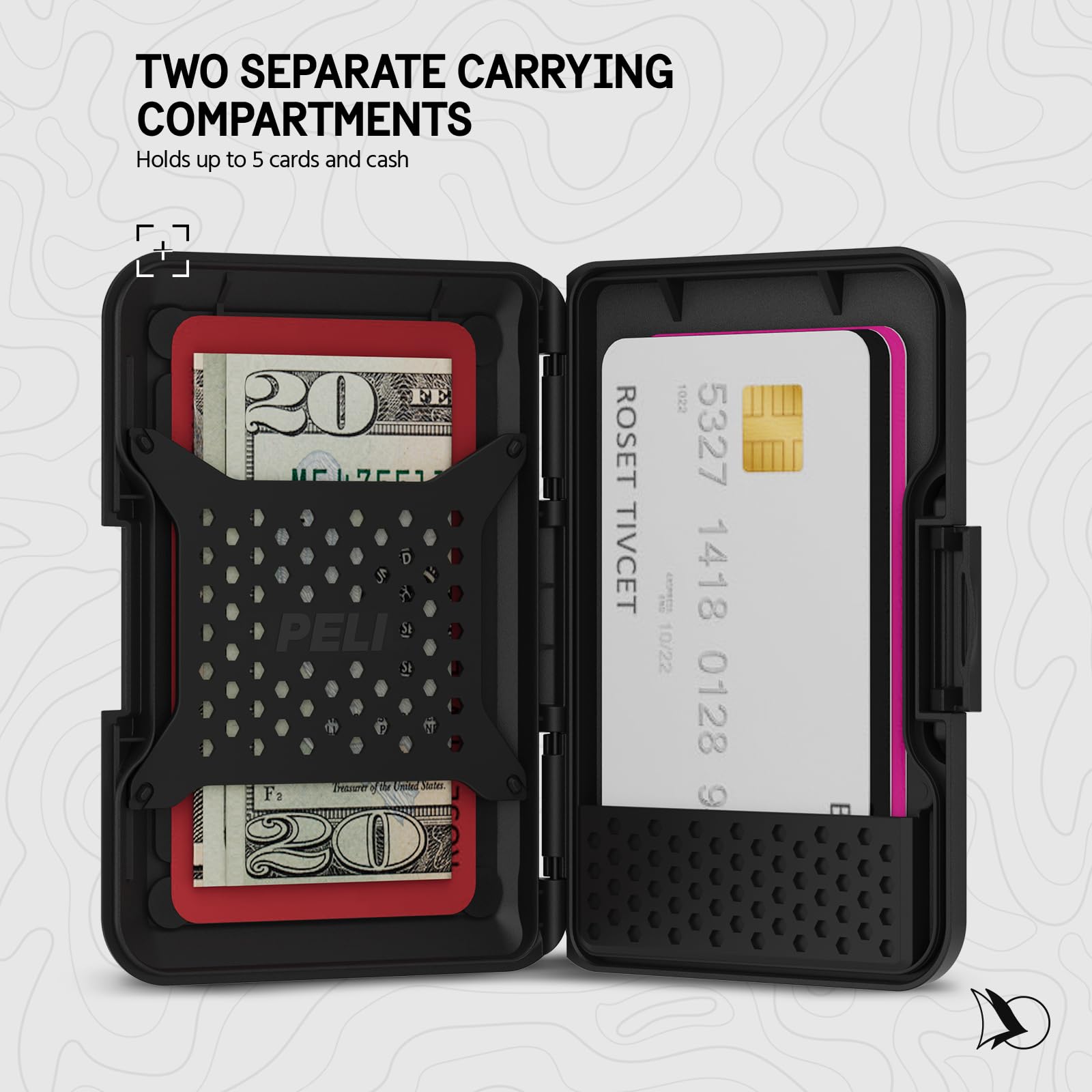 Peli Magnetische Brieftasche für iPhone [Kartenhalter] [RFID-Blockierung] Heavy Duty MIL-STD Snap-on MagSafe Wallet - Abnehmbare harte magnetische Handy-Brieftasche für iPhone 16 Pro Max/15 Pro Max/14