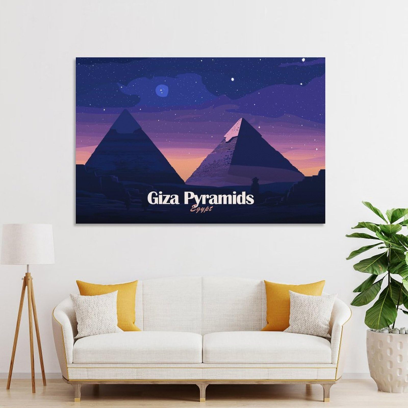 Junmoney Unframe-Style-16-1 Decorative Wall Artwork Giza Pyramids At Night, 16X24inch(40X60cm), For Contemporary Homes, Apartments Or Offices, An Easy Choice For New Home Styling