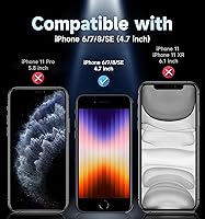 Vista 2 de MAGIC JOHN Paquete de 2 protectores de pantalla para iPhone SE 3/SE 2 (edición 2022/2020), vidrio templado para iPhone 7/8/6, eliminación automática