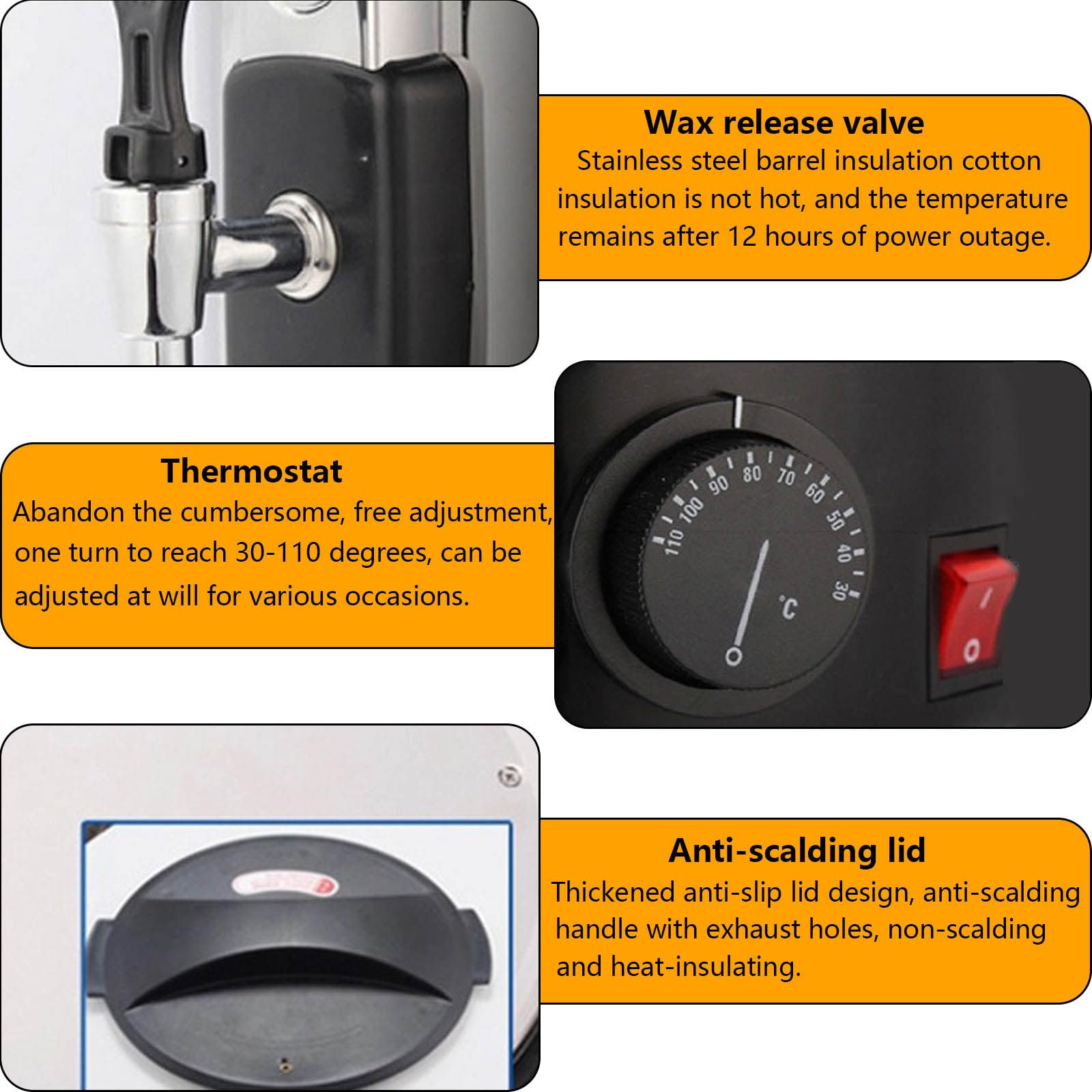 Máquina para derretir Cera de Velas, derretidor de Cera, Olla de Cera Grande, derretidor de Cera eléctrico Hecho de Acero Inoxidable 304 Que Puede derretir Todo Tipo de Cera,10L