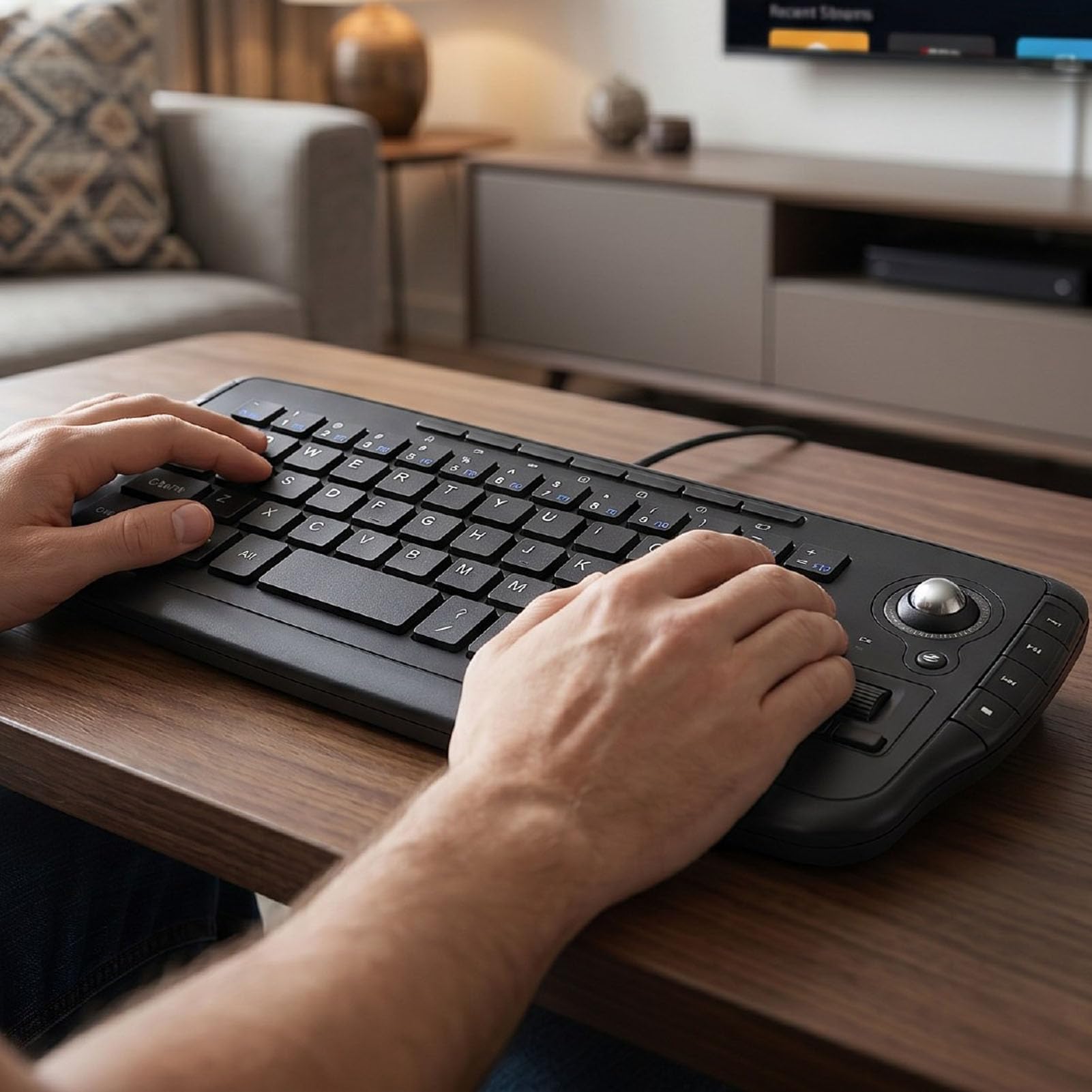 Bewinner Tastiera Mouse Trackball, Combo Tastiera Mouse Trackball Wireless da 2,4 GHz, Mini con Rotella di Scorrimento per PC, TV Box Android, Telecomando
