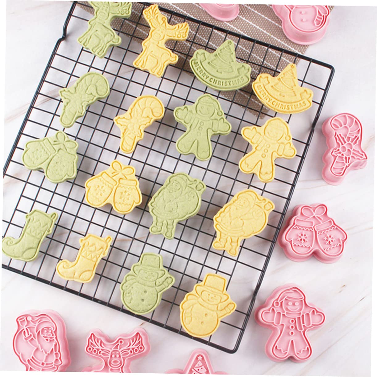 Alipis 5 Sätze Keksform Christmas-decorations Christmas Decoations Geschenkideen Weihnachtsdeko Xmas Keksförmchen Plätzchen Gold Die Gebäckform Drücken Backen Pp Rosa 8 Stück * 5