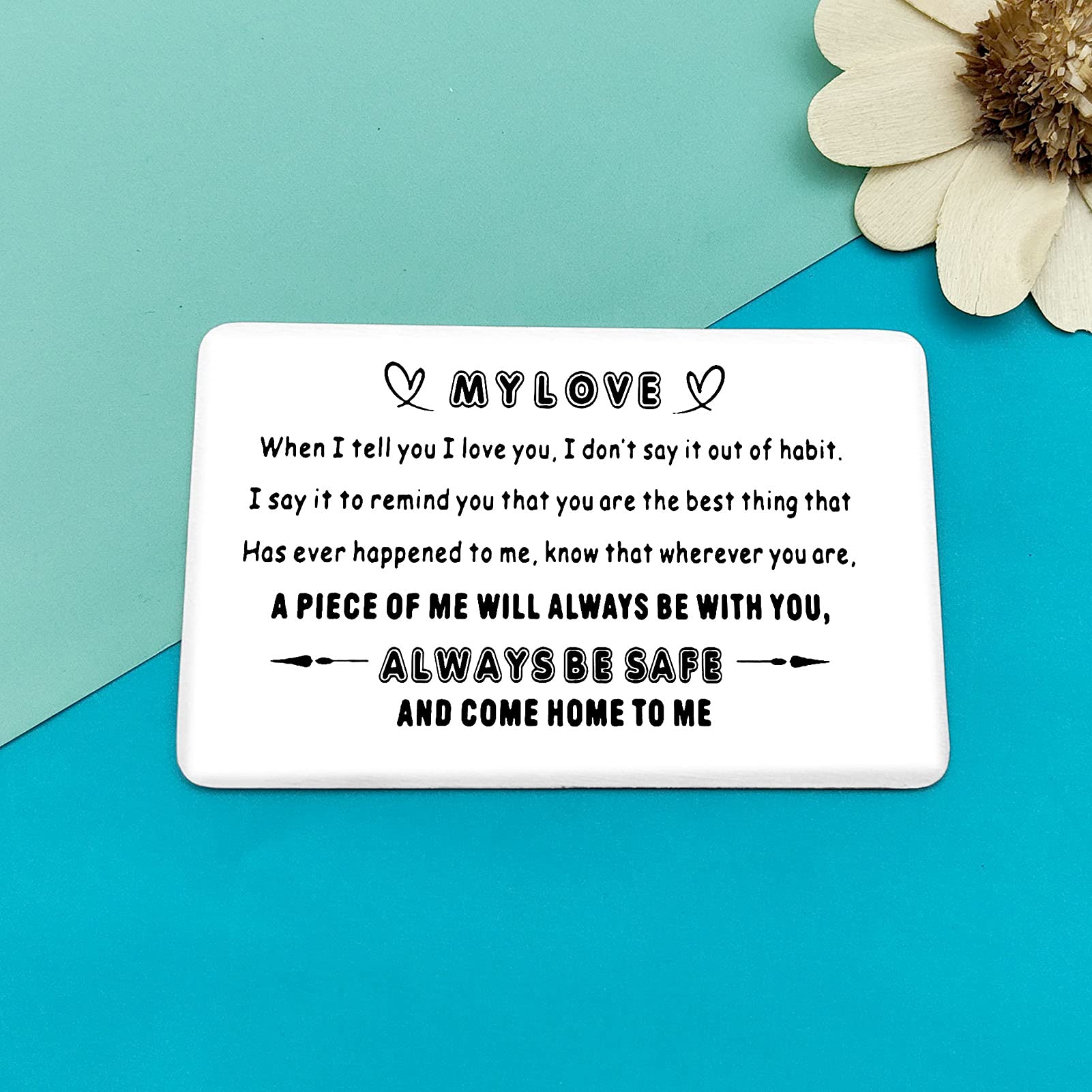 Personalized Love Message Wallet Card For Him – Stainless Steel Engraved Note For Husband, Boyfriend, Military, Long Distance