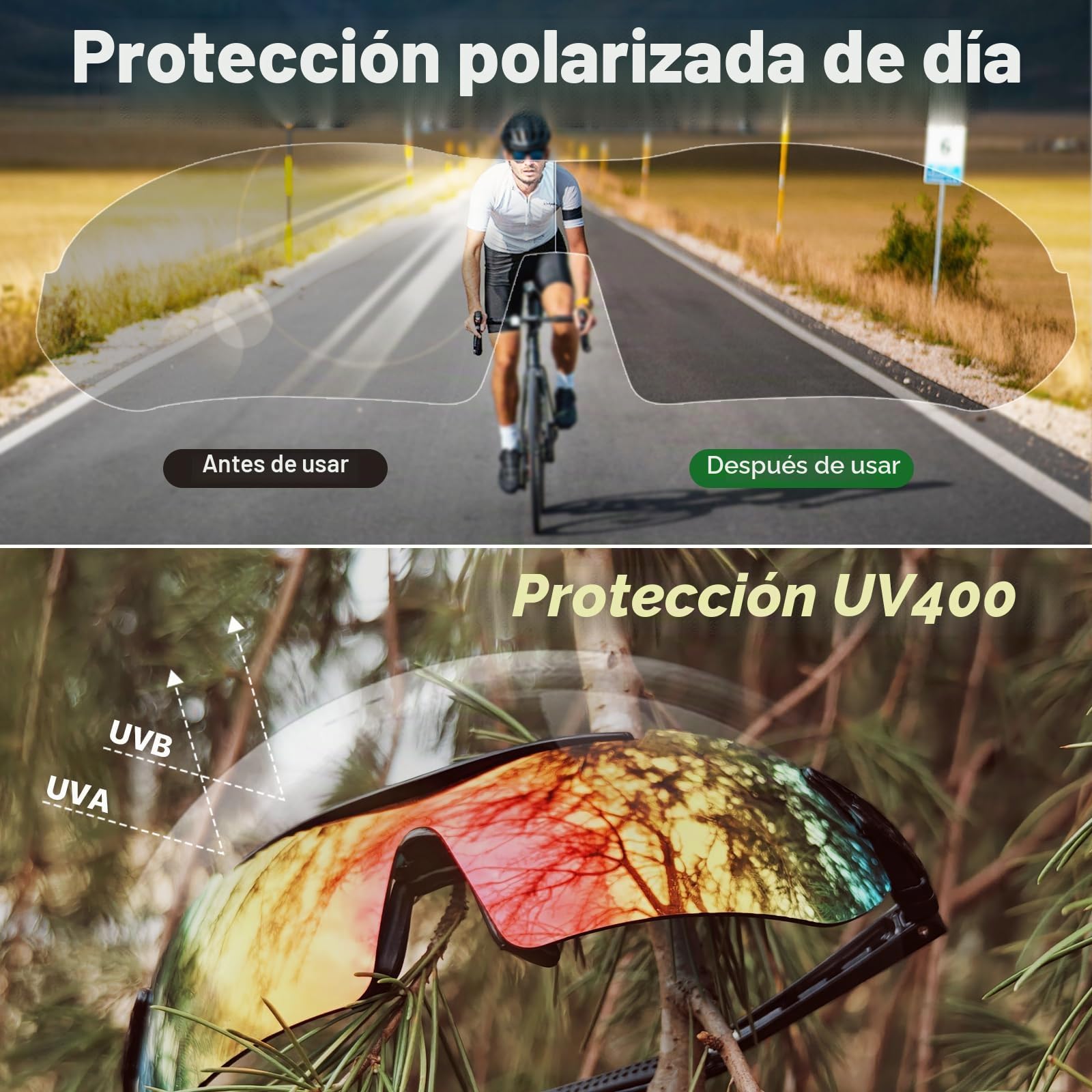 FREE SOLDIER Gafas Ciclismo Hombre Gafas tácticas Militares Gafas Motocross anti-UV400 Gafas de Sol polarizadas 5 en 1 para MTB Airsoft Correr, Pescar, Conducir, Deportes al Aire Libre