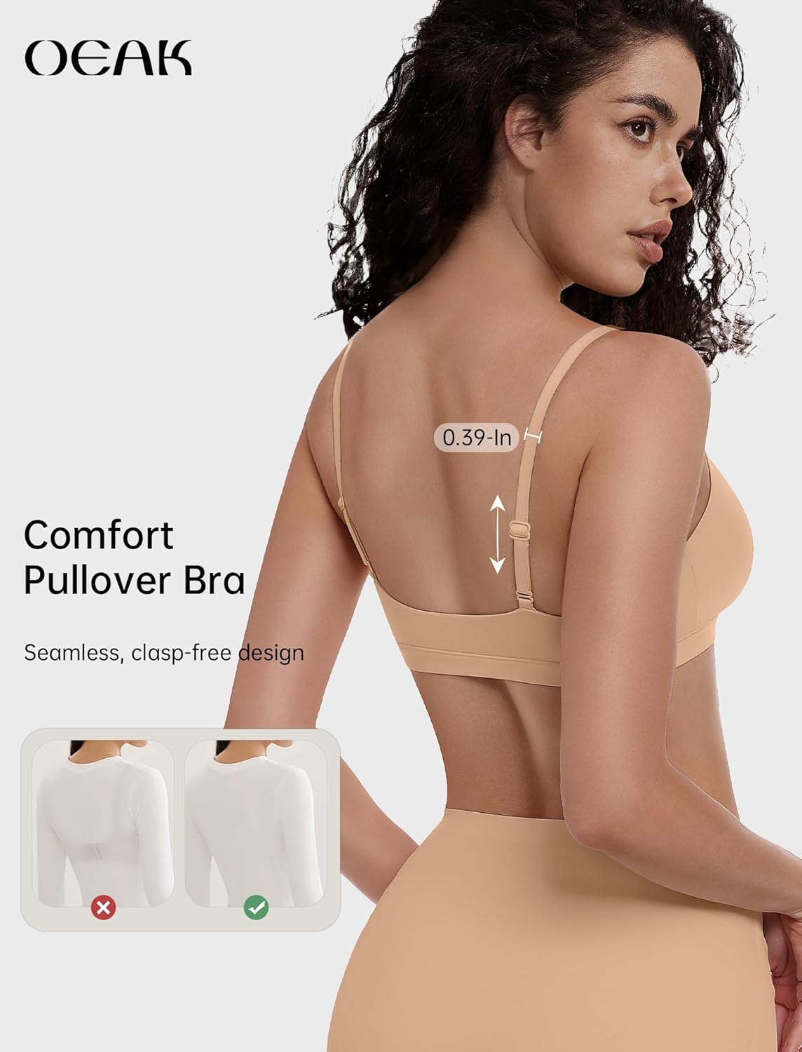 OEAK Womens Comfortable Bras No Underwire Cami Bra Seamless Unlined Bralettes Scoop Neck Unpadded Everyday Sports Tshirt Bra - Image 3