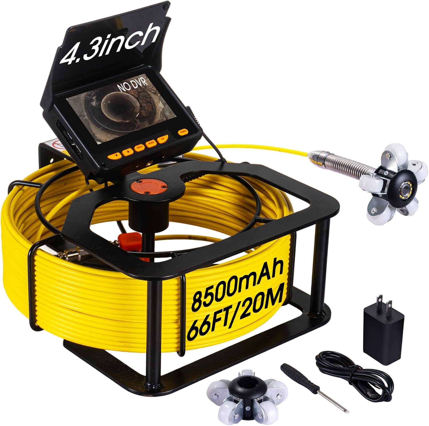 Sewer Camera 66ft,SPRIDRAIN Drain Pipe Camera HD 4.3in Screen,Waterproof IP68 Works Underwater Up to 10Meters Sewer Inspection borescopes for Plumber(Fits Pipes>0.9" Diameter,66ft/20M)