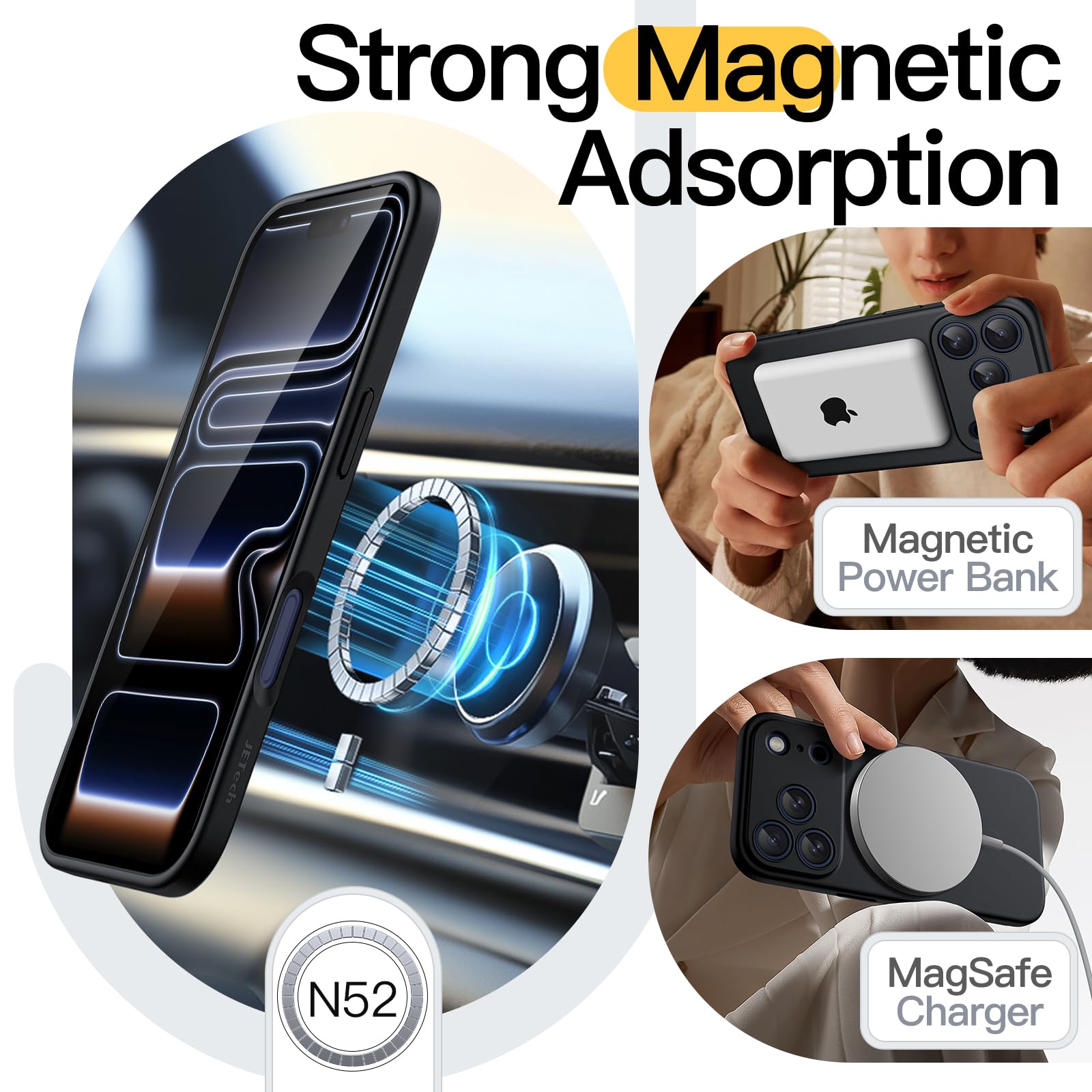 Amazon.com: JETech Magnetic Case for iPhone 17 Pro 6.3-Inch