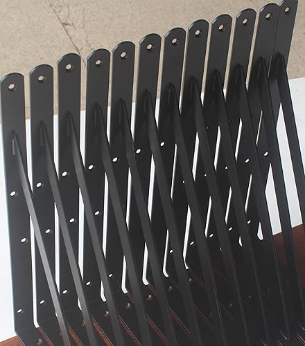 Miniatura 8 de Paquete de 16 soportes de estante de 18 pulgadas de largo x 12 pulgadas de alto, color negro, resistentes con tornillos, soportes de estante de