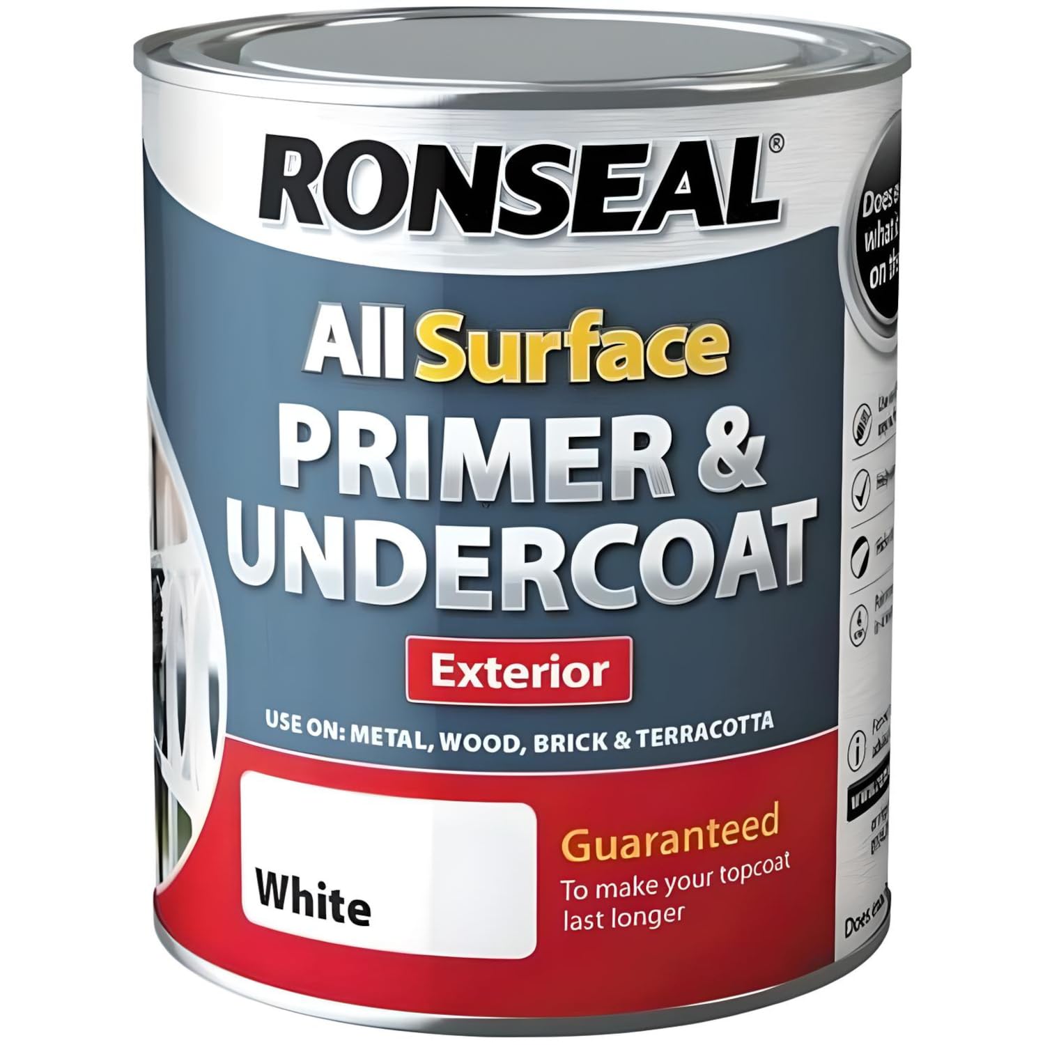 AMK® Ronseal All Surface Primer & Undercoat White 750ml Exterior Makes Topcoat Last Longer Allows Paint to Stick Better Hides Dark Marks