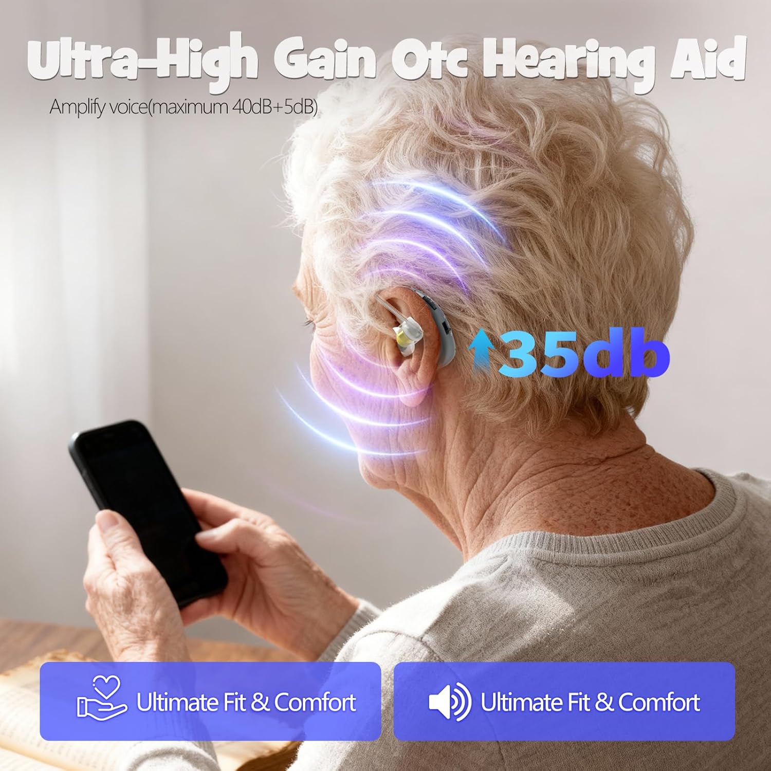 Hearing Aid, Rechargeable Personal Sound Amplifier, Discreet In-Ear Design for Hearing Enhancement, 24-Channel Noise Reduction, 60+ Hours Battery Life