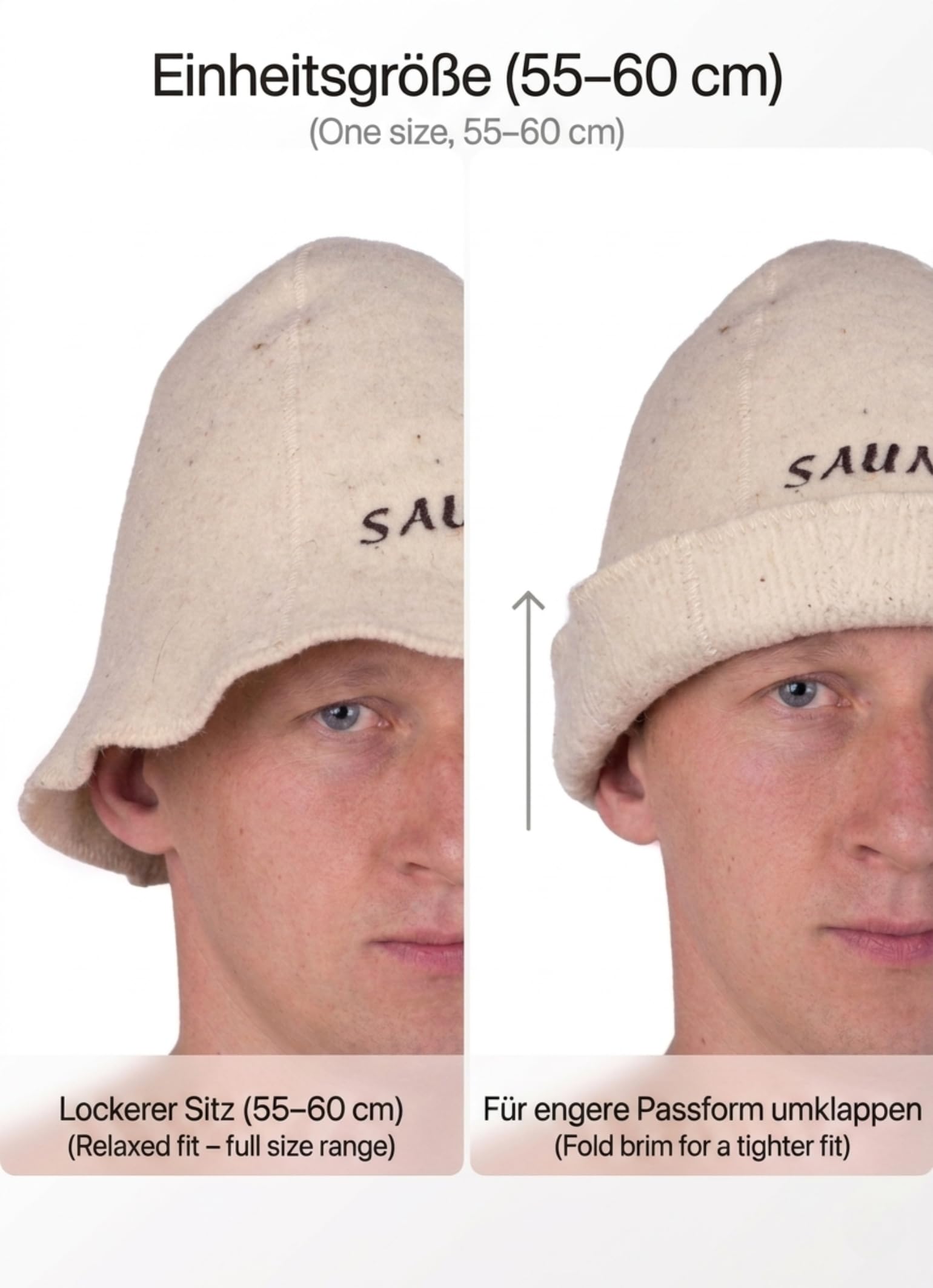 Cappello da Sauna 100% Lana con Ricamo, per Uomo e Donna