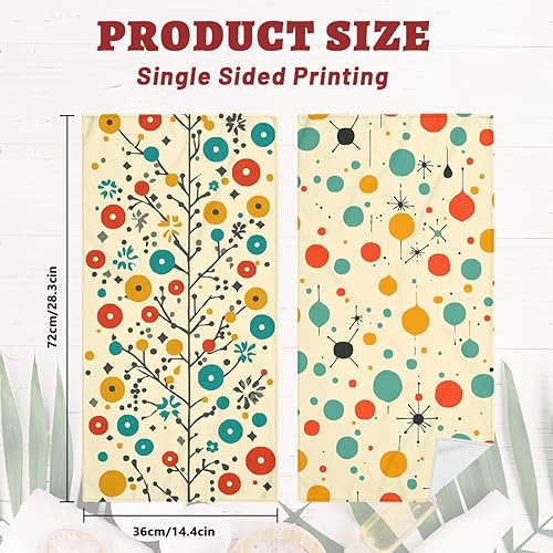 Miniatura 2 de Juego de 2 toallas de mano de mediados de siglo Fifties, modernos colores atómicos retro, toalla de baño, cocina, toalla ligera y transpirable para