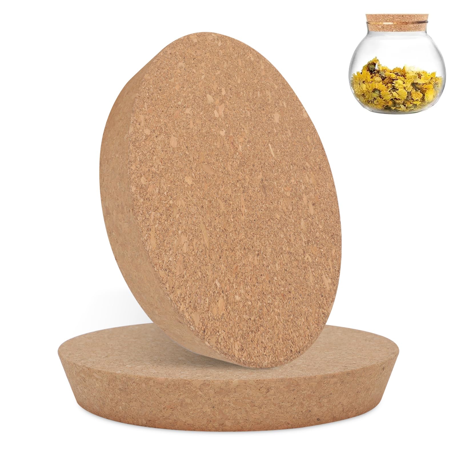 2 tapones de corcho cónicos de madera, 13/14/15/18,5/20 cm, tapón de madera natural suave para botellas de cristal, botellas de vino, garrafas de cerámica, 3 cm de grosor (140 x 120 mm)