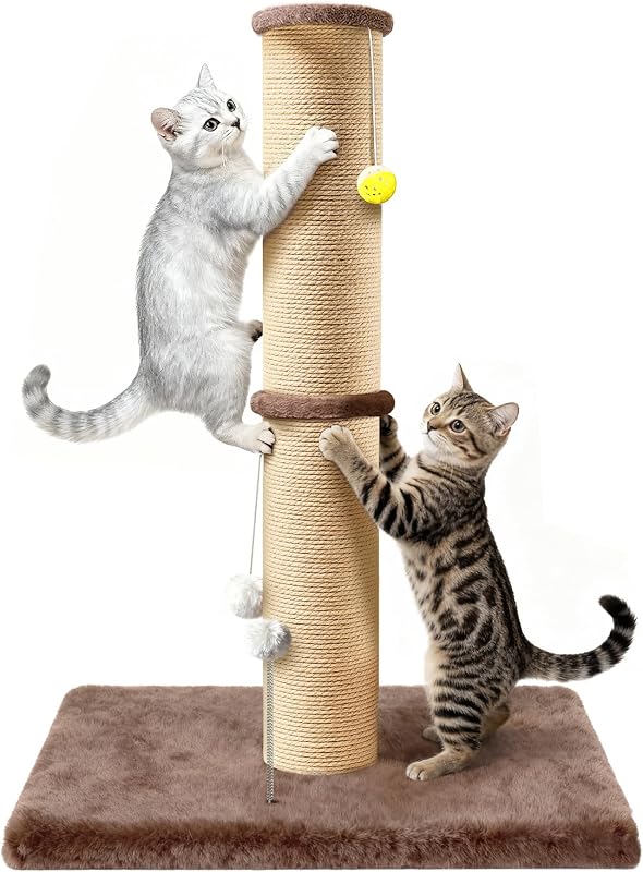 Arranhador para Gatos com Poste de Sisal Natural, Torre de 91,44 cm com Base Estável, Marrom PELUOMOZ