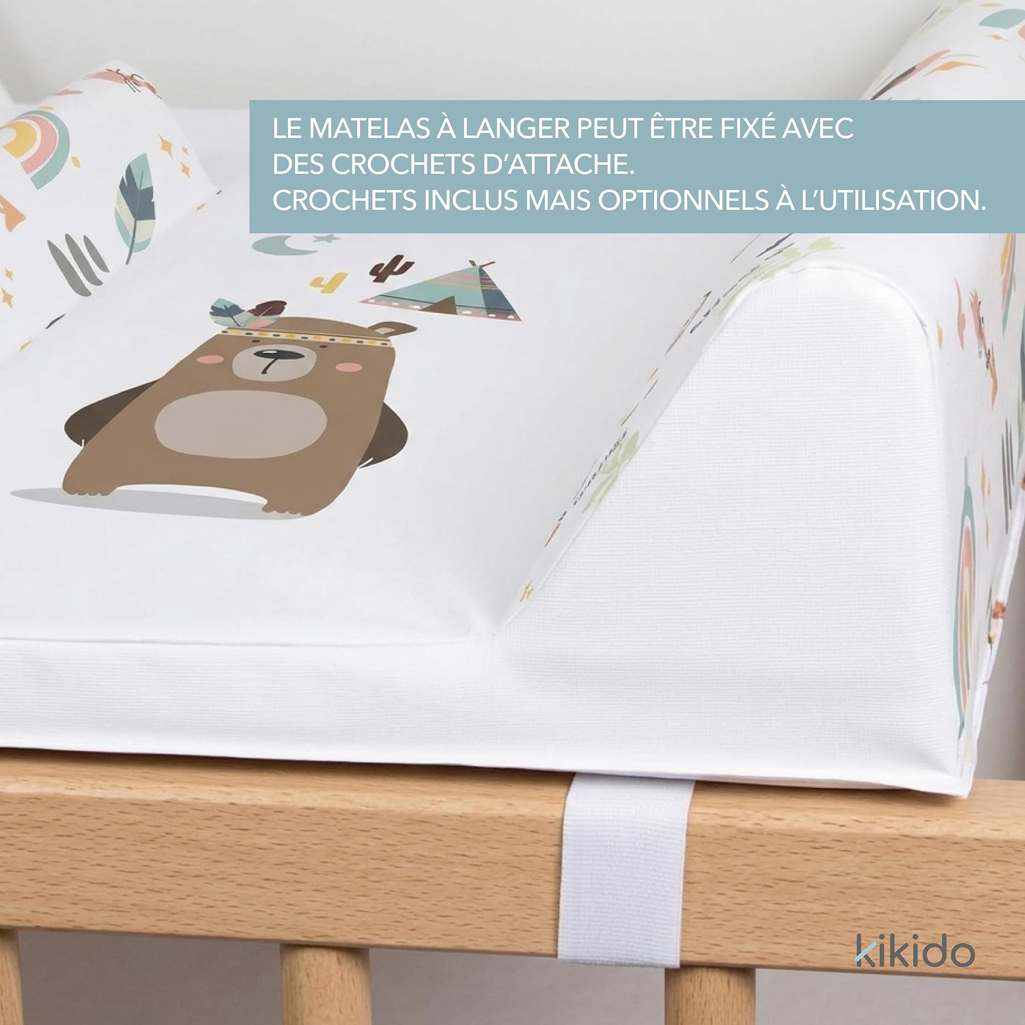 Kikido Matelas à Langer Bebe 50x70 cm - Cactus - Table a Langer Lavable pour Changer le Couche - Matelas à Langer Bébé avec Bords 70x50 - Universel et Imperméable