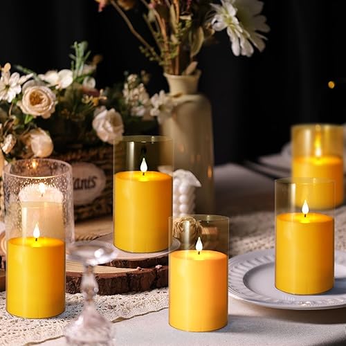 Miniatura 34 de NICEME Velas parpadeantes sin llama con temporizador de control remoto, velas LED de acrílico irrompibles a pilas con llama parpadeante mecha 3D